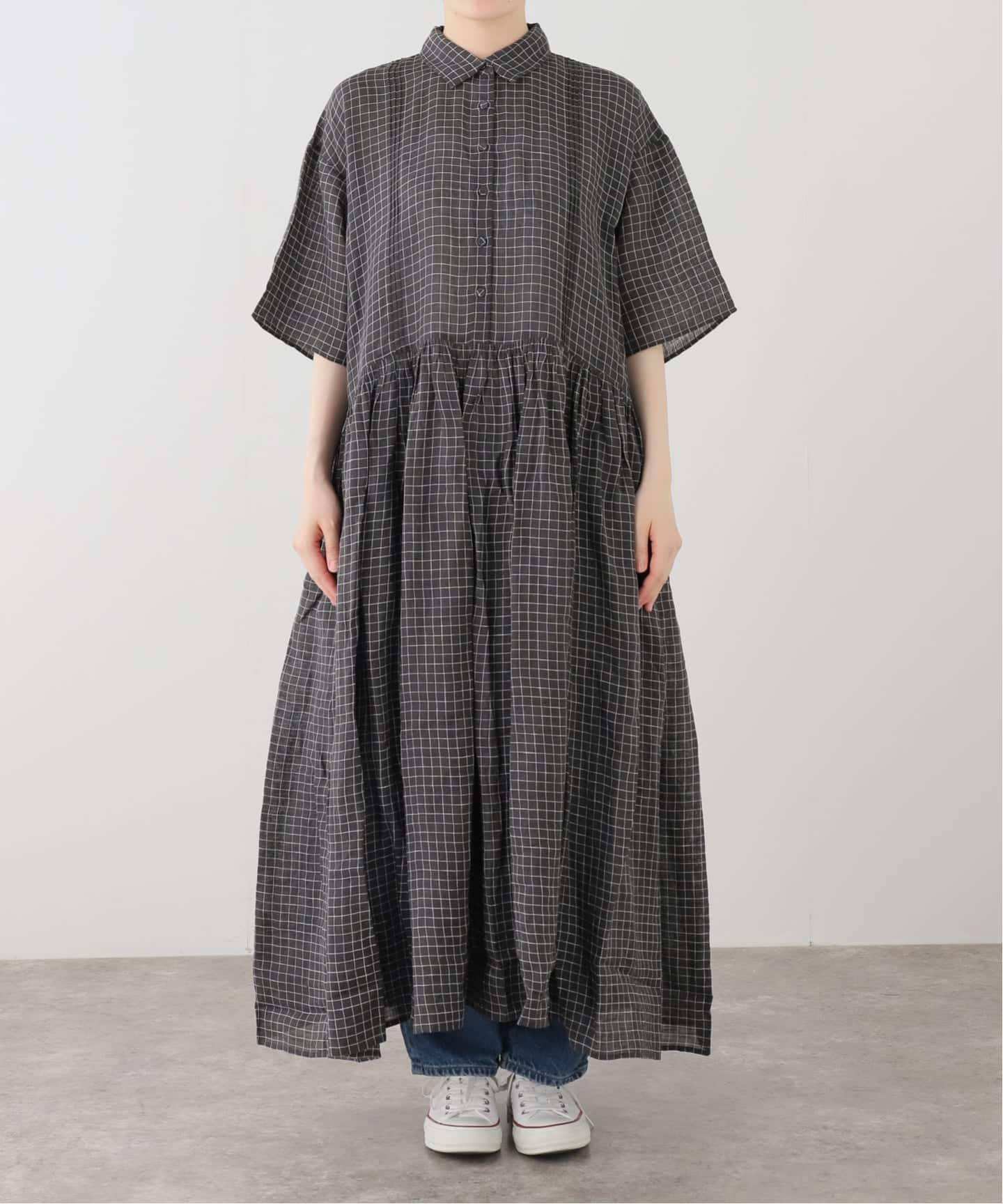 maison de soil 】 LINEN CHECK DRESS（ワンピース）｜journal