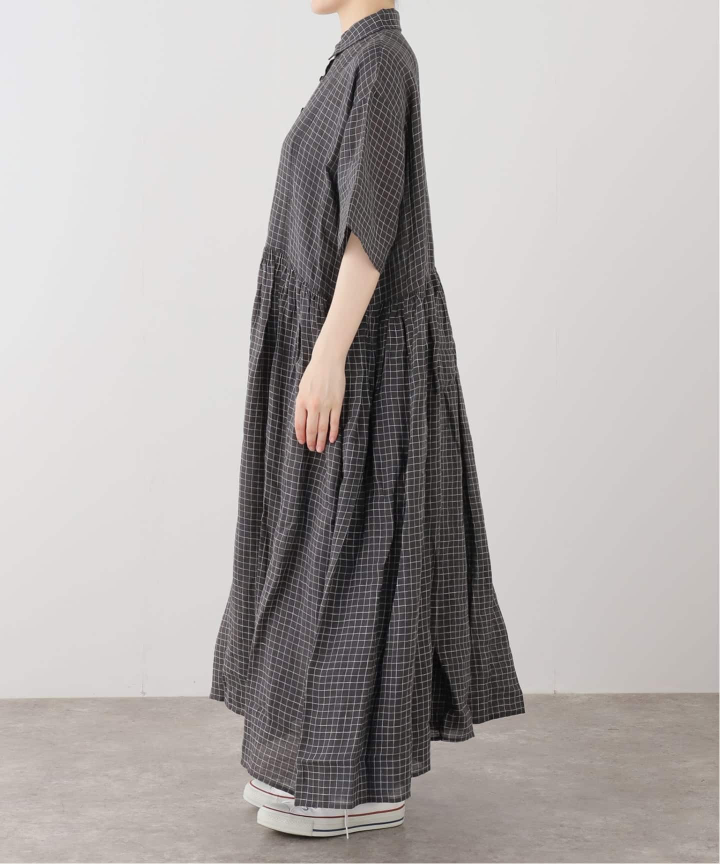 geoge13　メゾンドソイル ジャーナルスタンダードラックス　ワンピース maison de soil 】 LINEN CHECK DRESS（ワンピース）｜journal