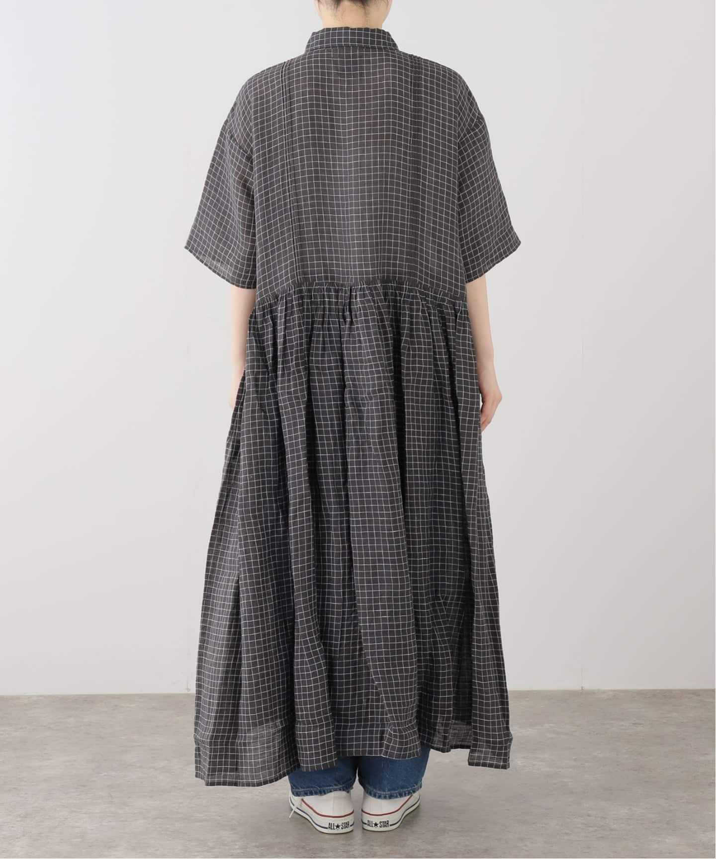 今季夏物 メゾンドソイル ワンピース グレー 格子柄 maison de soil 】 LINEN CHECK DRESS（ワンピース）｜journal