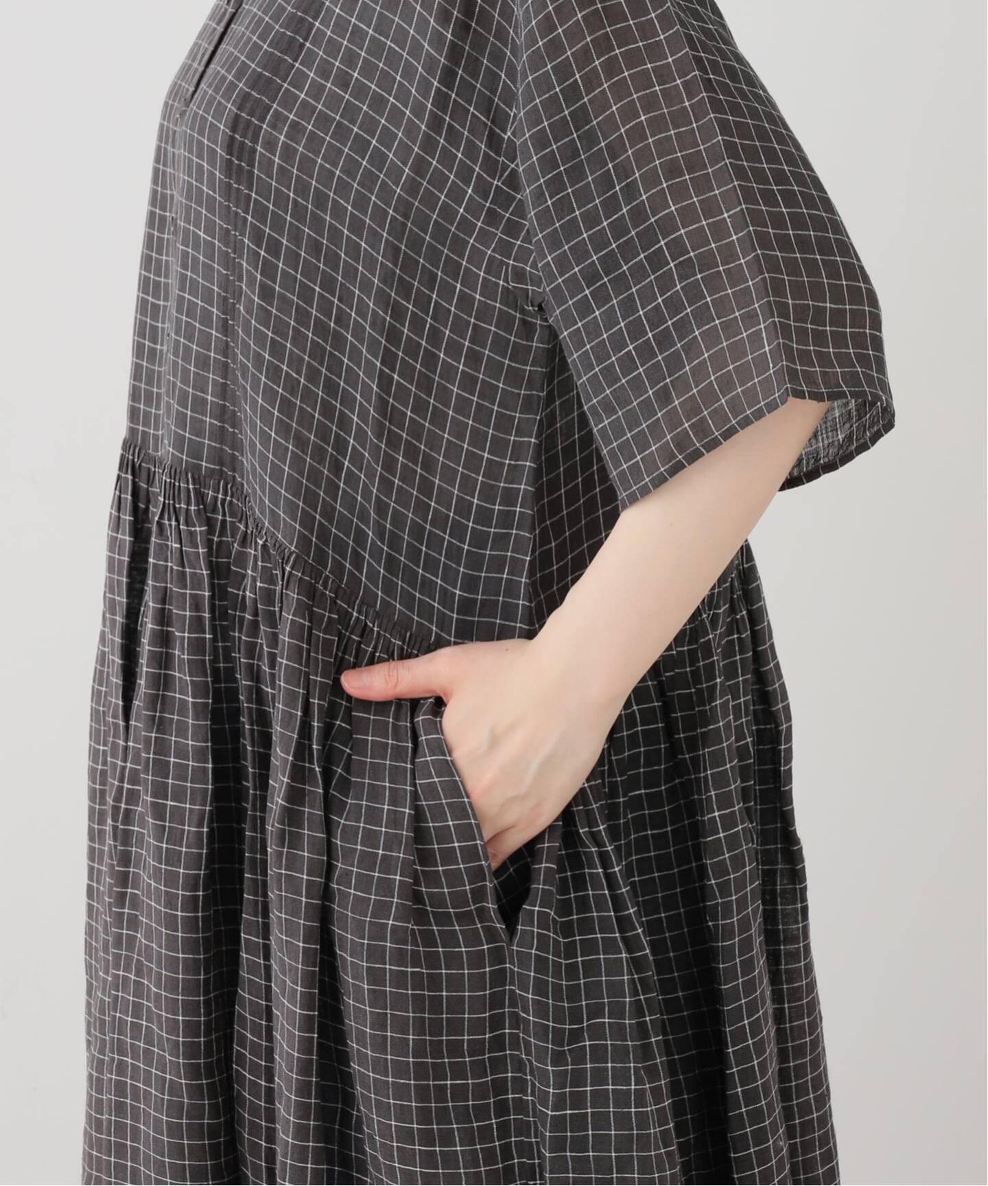 maison de soil 】 LINEN CHECK DRESS（ワンピース）｜journal
