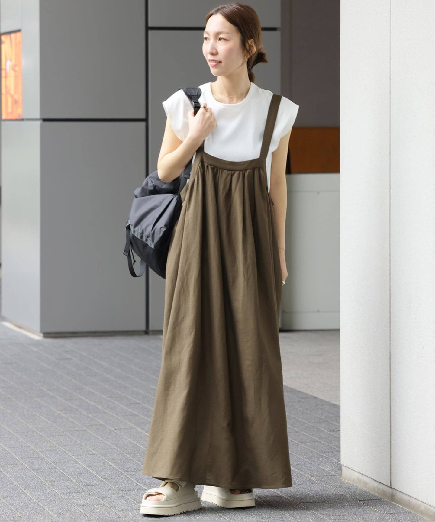 ワンピース リネンミックスタックワンピース 2点セット》リネンミックスタックワンピース+タンク（ワンピース