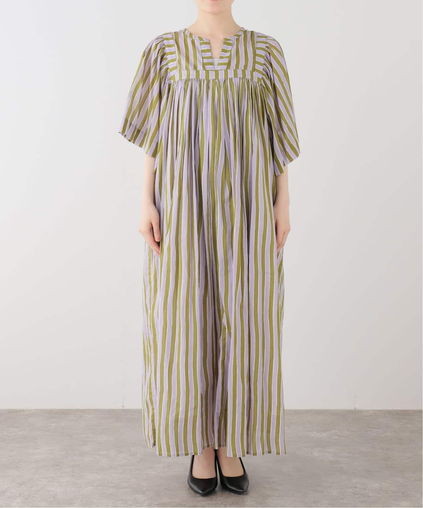 SARA MALLIKA/サラマリカ】 Cotton Wave Stripe Print Ha：ワンピース