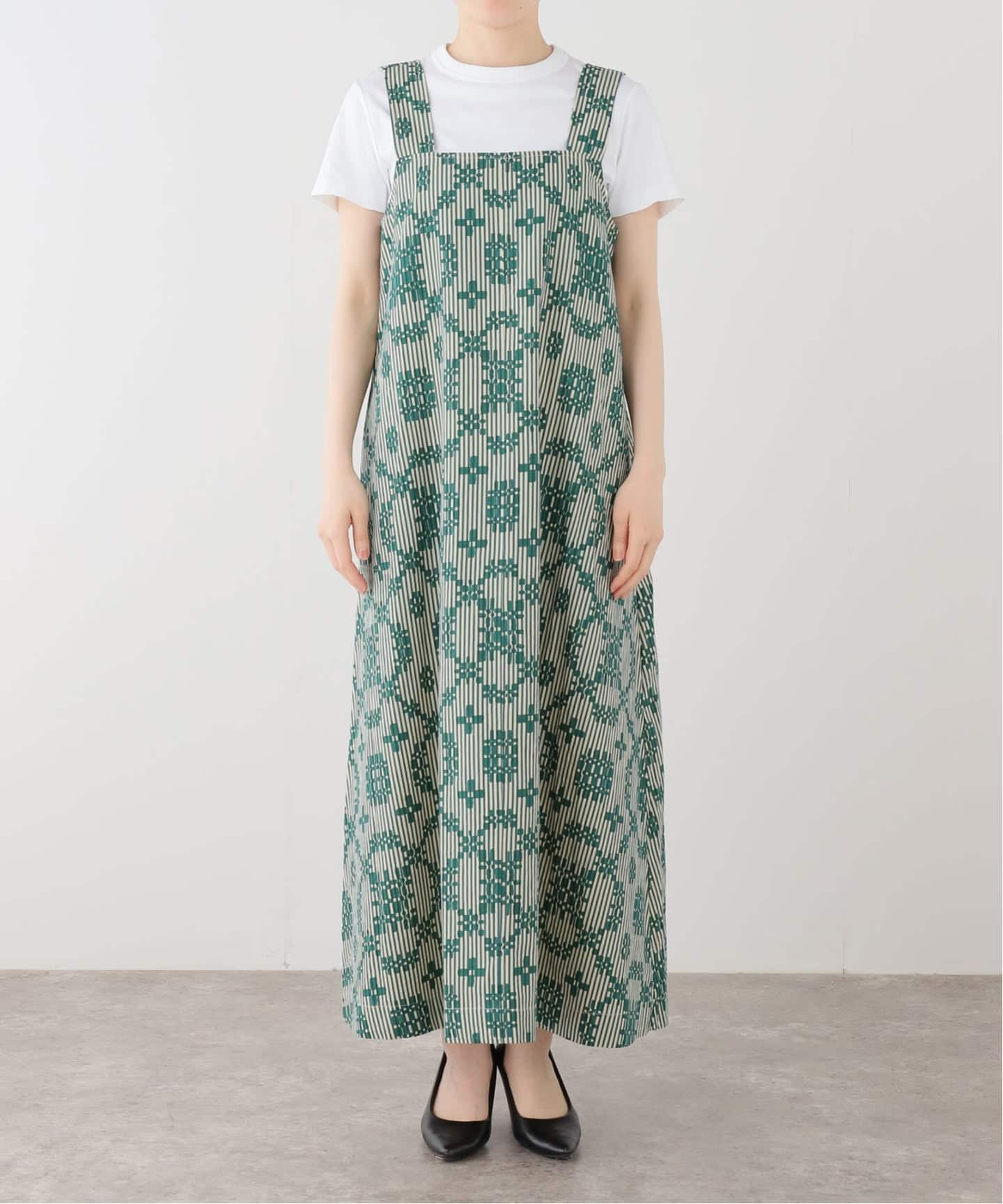未使用級ꕥサラマリカ 24AW ジーナットコットンツイルエンブロイダリージレ SARA MALLIKA/サラマリカ】 Cotton Flower Signal Print：ワンピース