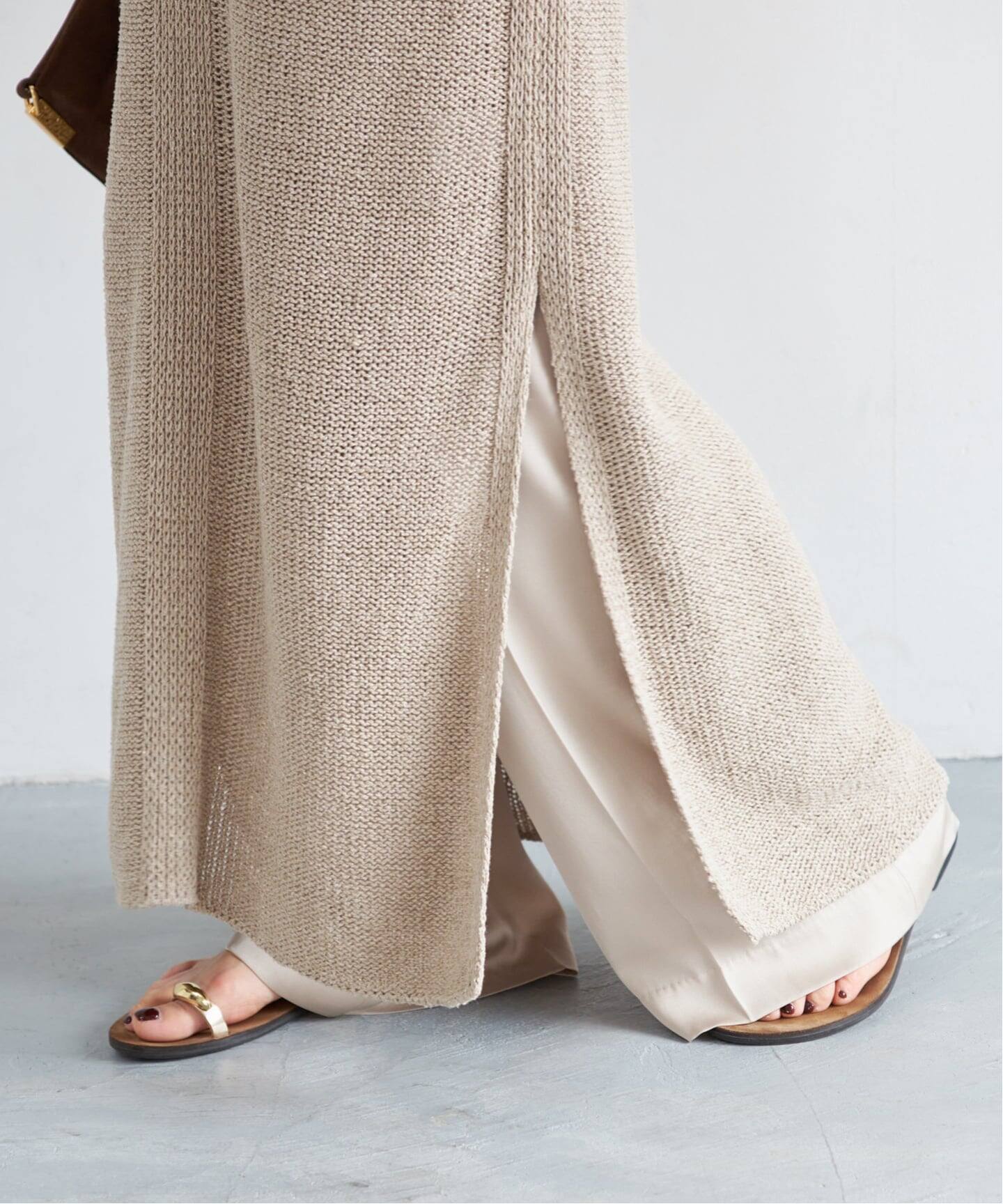 ドゥーズィエムクラス　コットンリネンロングニットドレスワンピース★ベージュ Lily Linen ワンピース（ワンピース）｜Deuxieme Classe