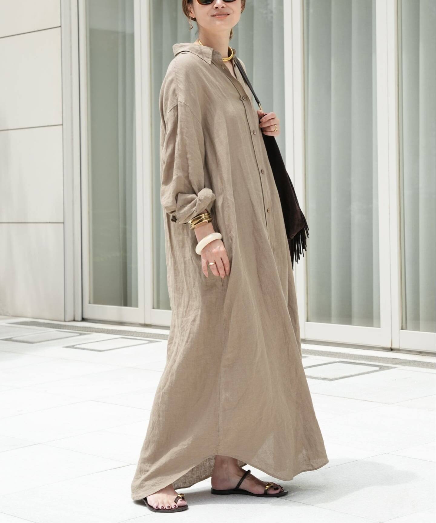 ドゥーズィエムクラス　LInen シャツドレス⭐︎ベージュ⭐︎36サイズ LInen シャツドレス（ワンピース）｜Deuxieme Classe（ドゥーズィエム