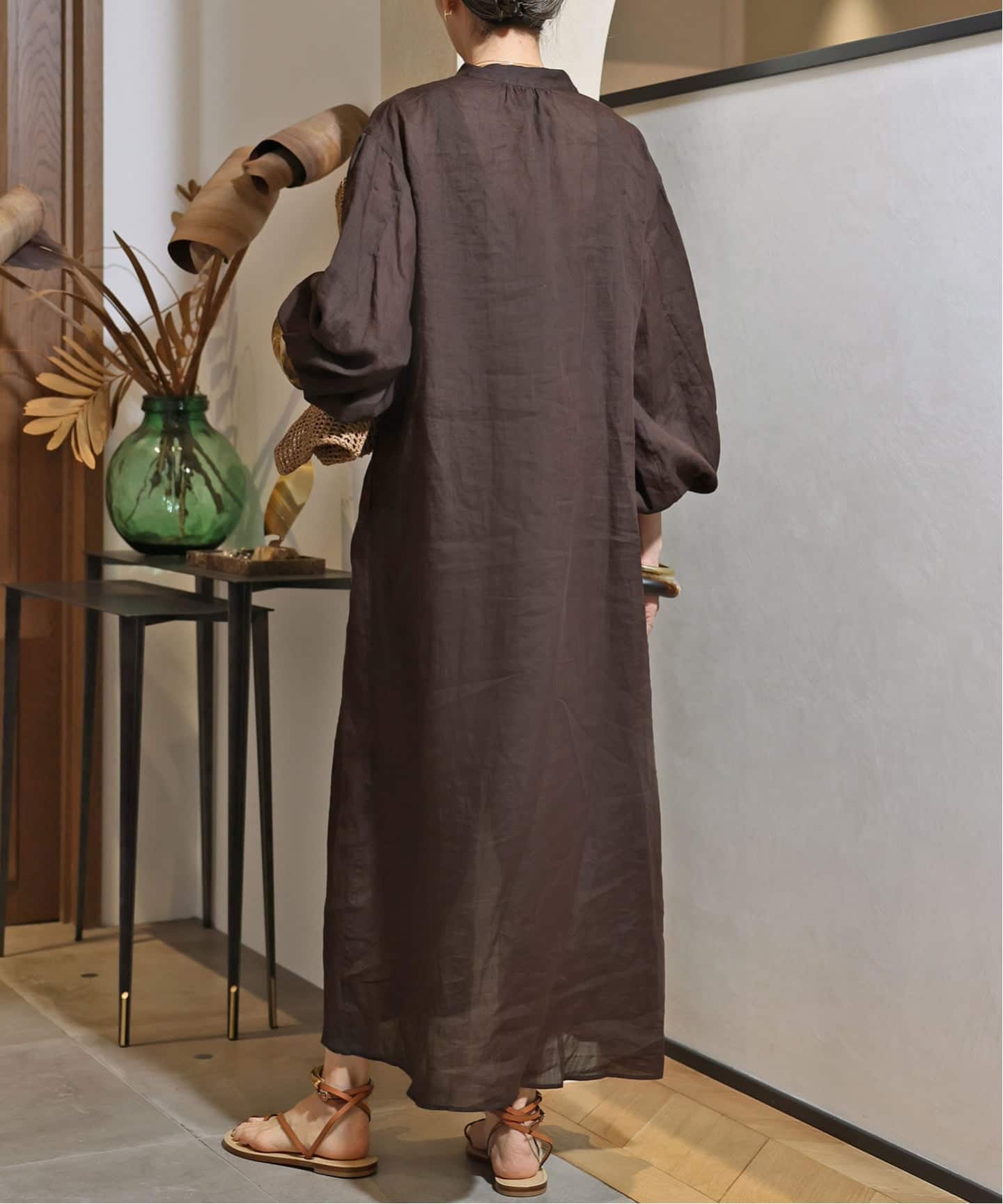Col Pierrotワンピース　AFRICA Col Pierrot/コル ピエロ】Ramie Volume Sleeve ワンピース