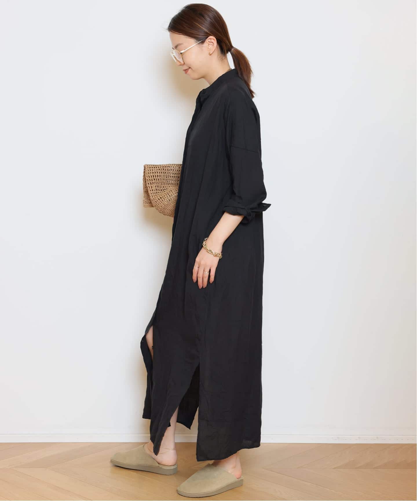 【新品】ミューズドゥーズィエムクラス☆ワンピース　ブラック　フォーマル Linen ワンピース（ワンピース）｜MUSE de Deuxieme Classe（ミューズ