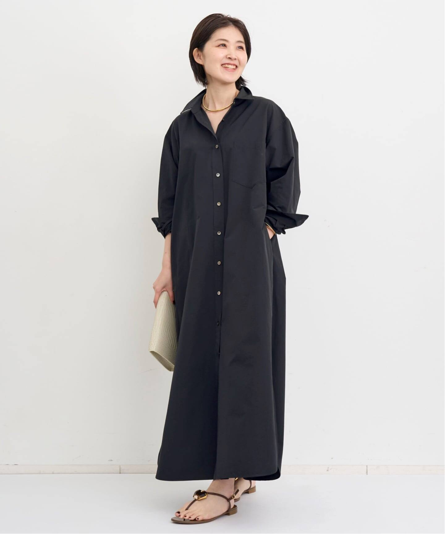 TAFFETA SHIRT ONE PIECE（ワンピース）｜L