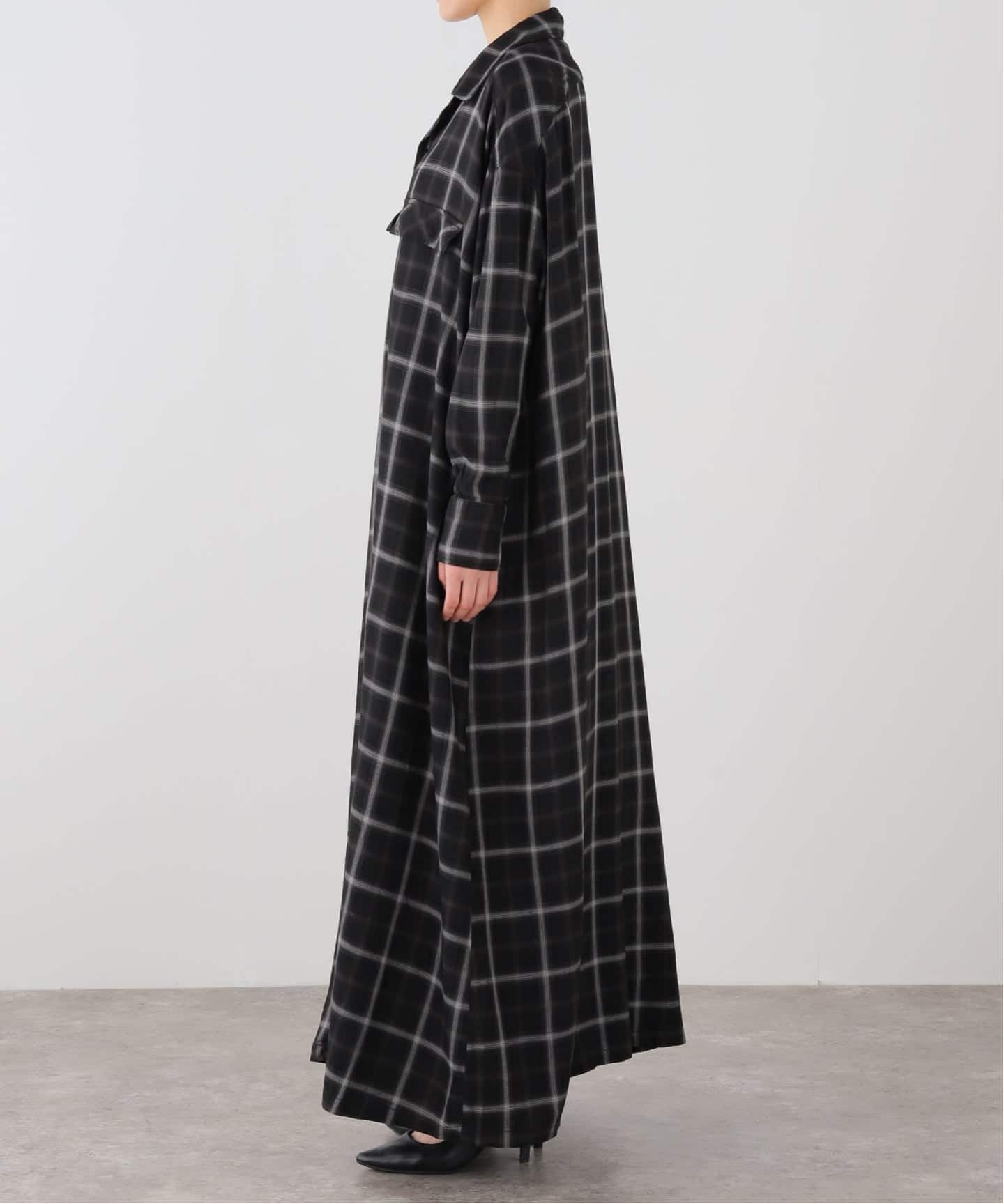 難ありREMI RELIEF/レミレリーフLONG SHIRT DRESS直し有 REMI RELIEF/レミ レリーフ】 CHECK SHIRT DRESS（シャツワンピース
