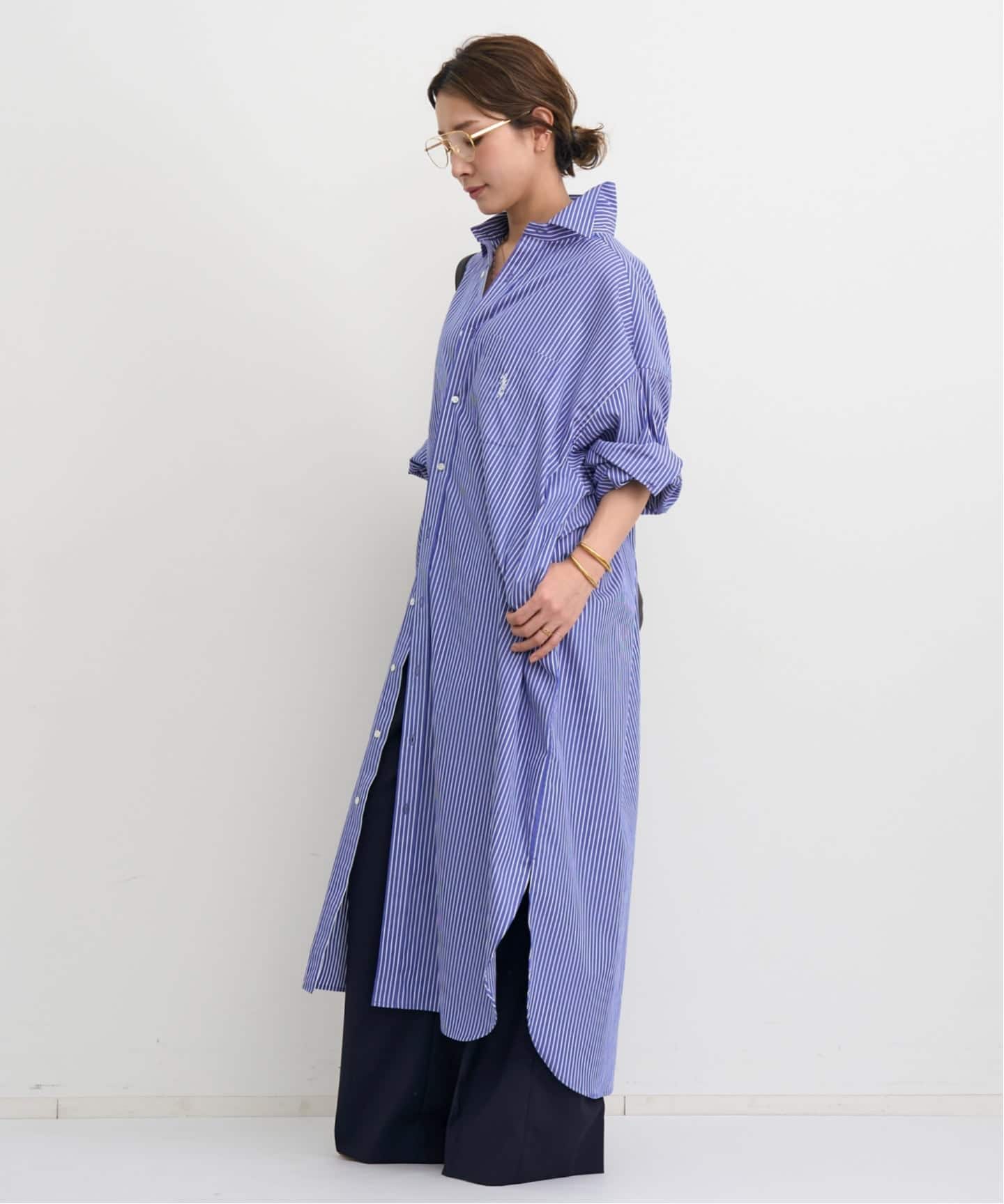 アパルトモン、アメリカーナ　　シャツワンピース AMERICANA/アメリカーナ】 Stripe Shirt Onepeace（シャツワンピース