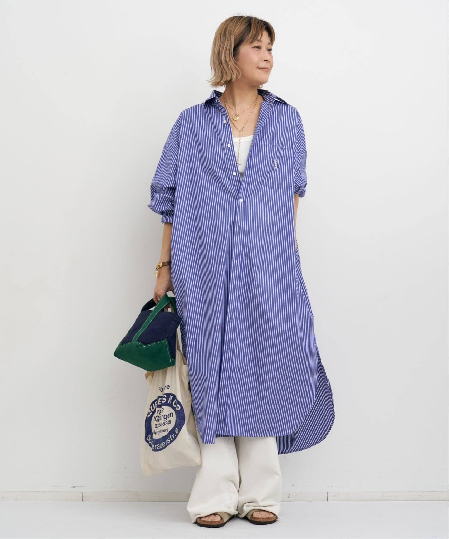 AMERICANA/アメリカーナ】 Stripe Shirt Onepeace（シャツワンピース 