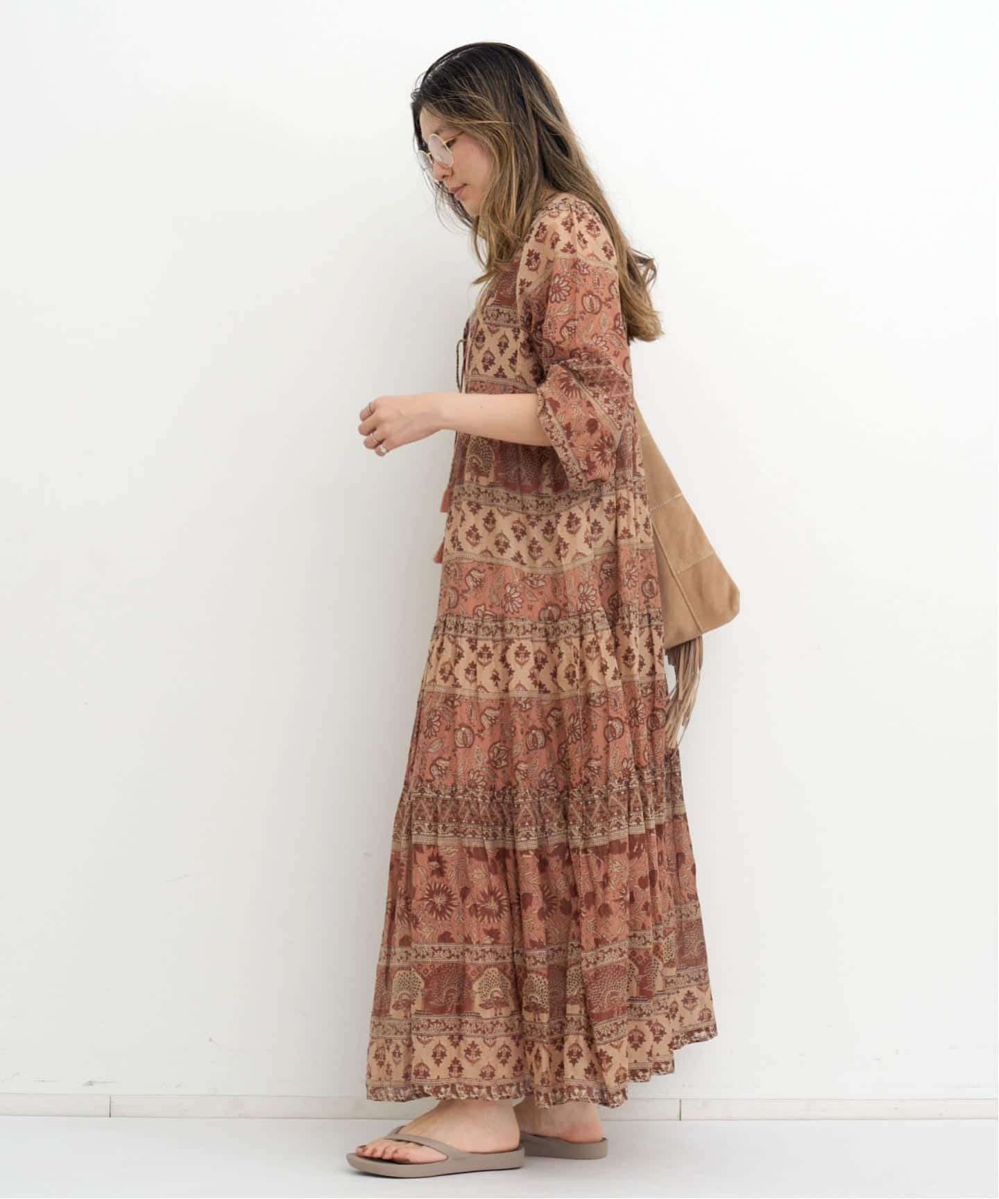 【BLUE BOHEME】ブルーボヘム 綿100% カフタンドレス BLUE BOHEME/ブルー ボヘム】 COTTON DRESS（ワンピース）｜L