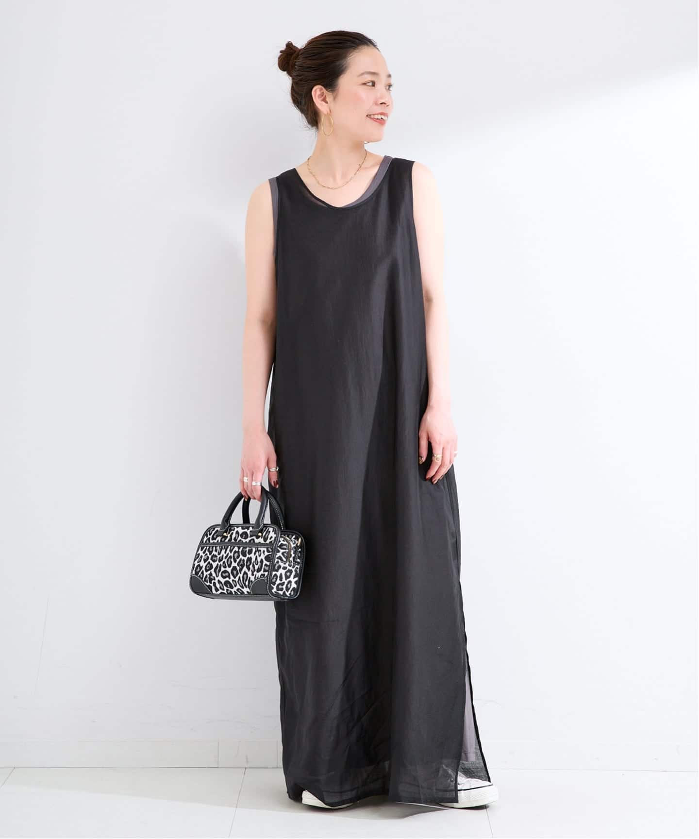 2枚セット》《S/Mサイズ展開》接触冷感/シアー&ソリッドタンクワンピ