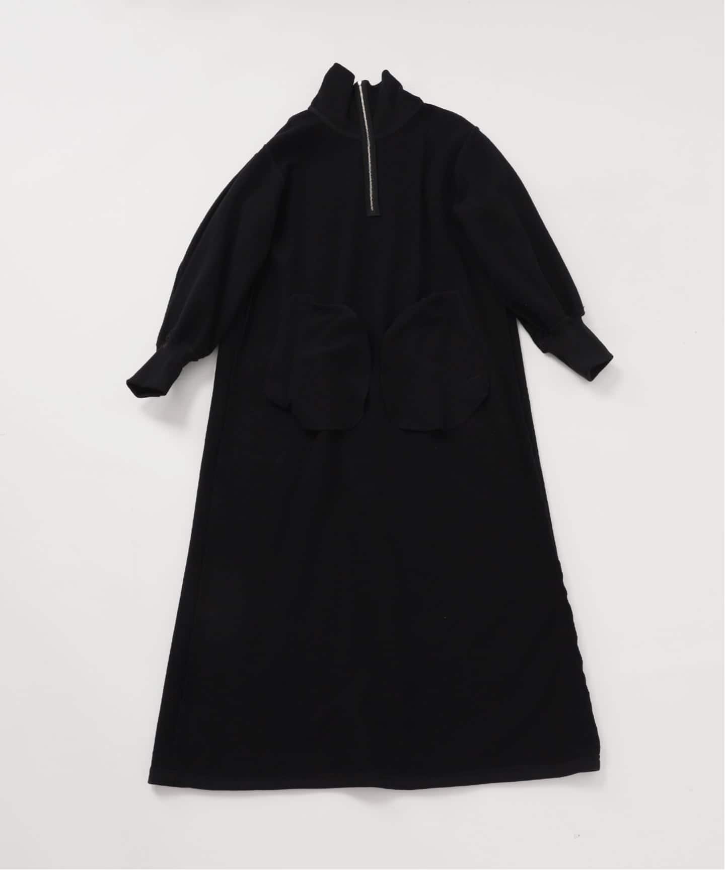 追加2》ウォッシャブル / テリー裏毛ハーフジップロングワンピース