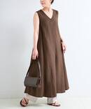 《追加7》手洗い可 / リネンレーヨンスリーブレスワンピース