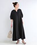 《追加3》手洗い可 / リネンレーヨンコクーンスリーブワンピース