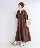 《追加3》手洗い可 / リネンレーヨンコクーンスリーブワンピース