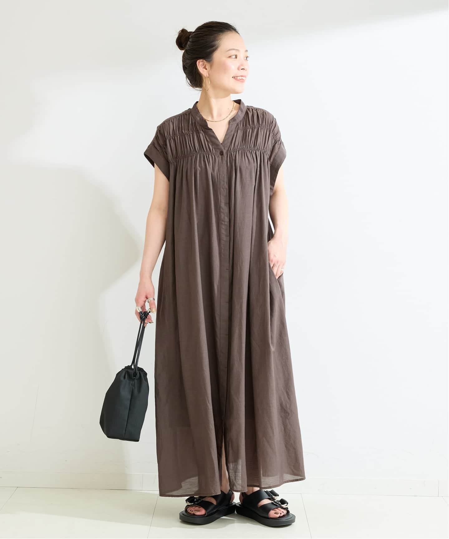 S/Mサイズ展開》手洗い可 / ボイルタックワンピース（ワンピース