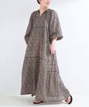 【WEB限定】別注 / FANAKA / モノトーンプリントパフスリーブワンピ