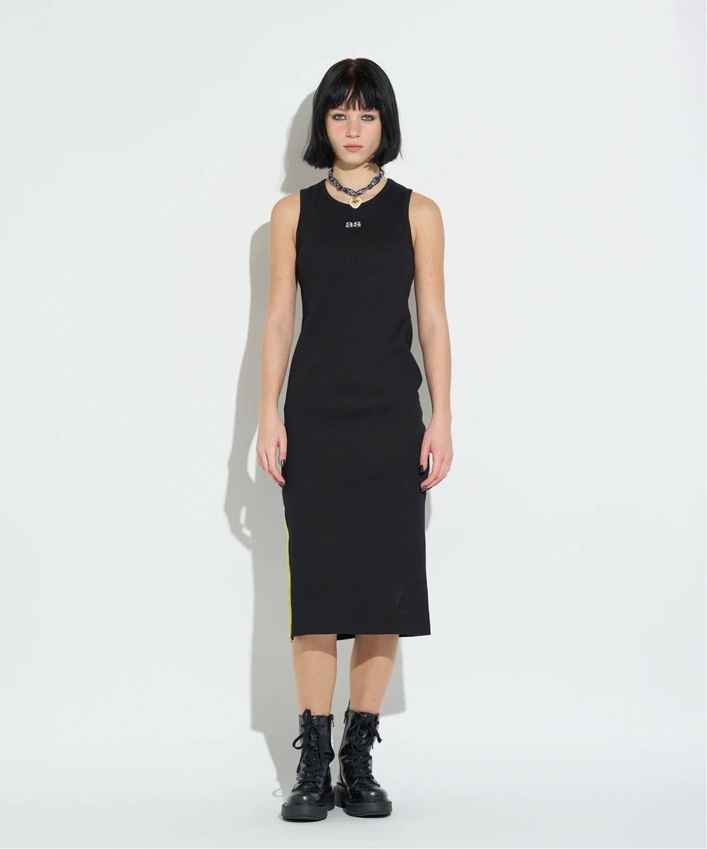 ANNA SUI アナスイ ワンピース 2013fw グリーン×ブラック ANNA SUI NYC / アナスイエヌワイシー スリットタンクワンピース