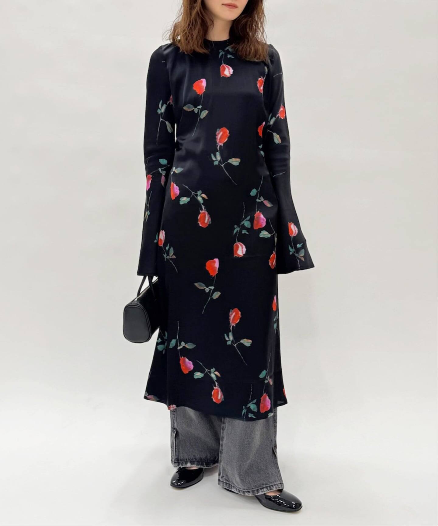 GANNI/ガニー】Printed Stretch Satin Midi Dress（ワンピース）｜EDIT