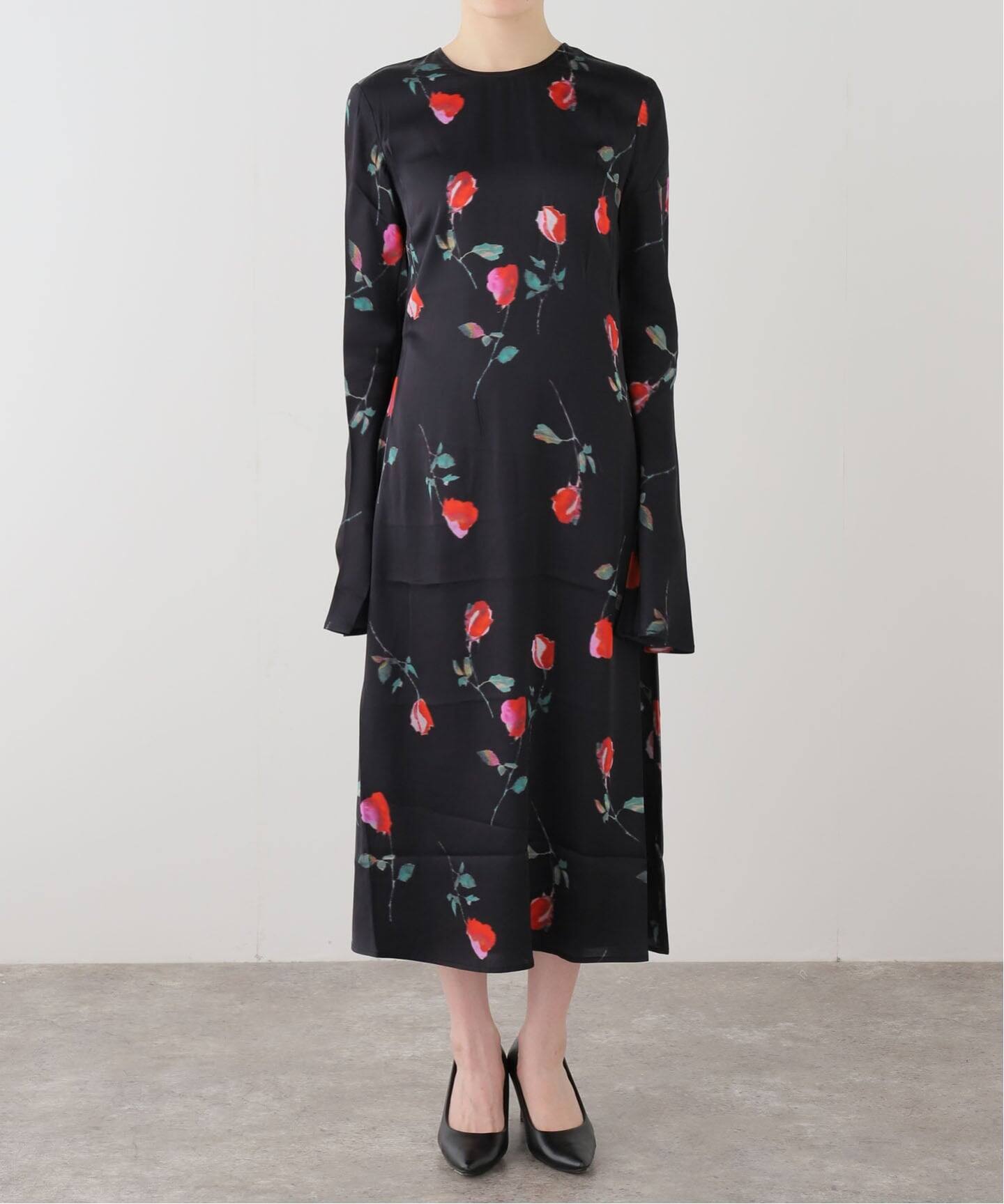 GANNI/ガニー】Printed Stretch Satin Midi Dress（ワンピース）｜EDIT