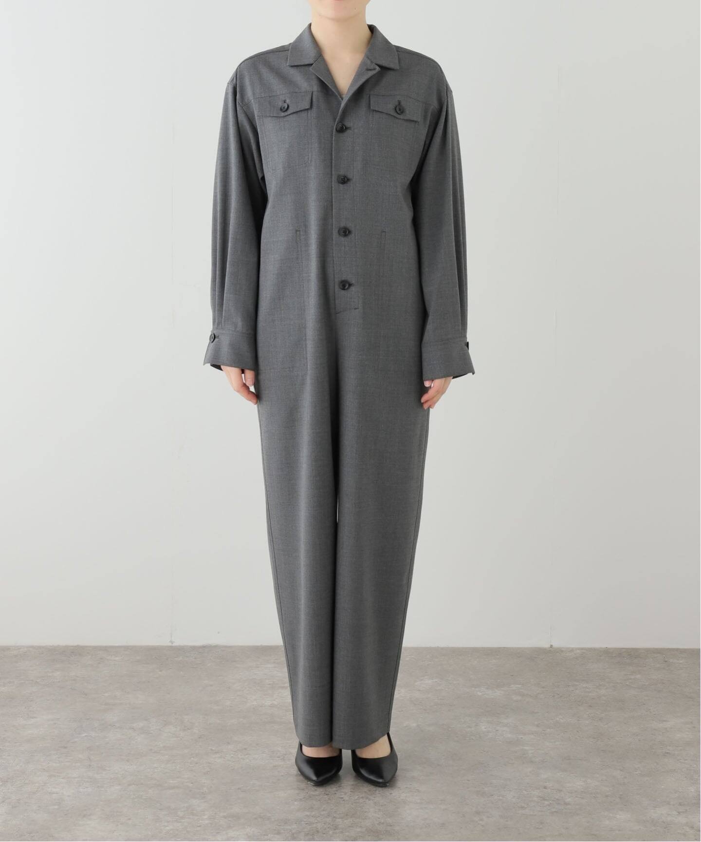 新品　IENA　＆NAVY　オールインワン　グレー　36 ＆NAVY Vネックオールインワン（つなぎ／オールインワン）｜IENA