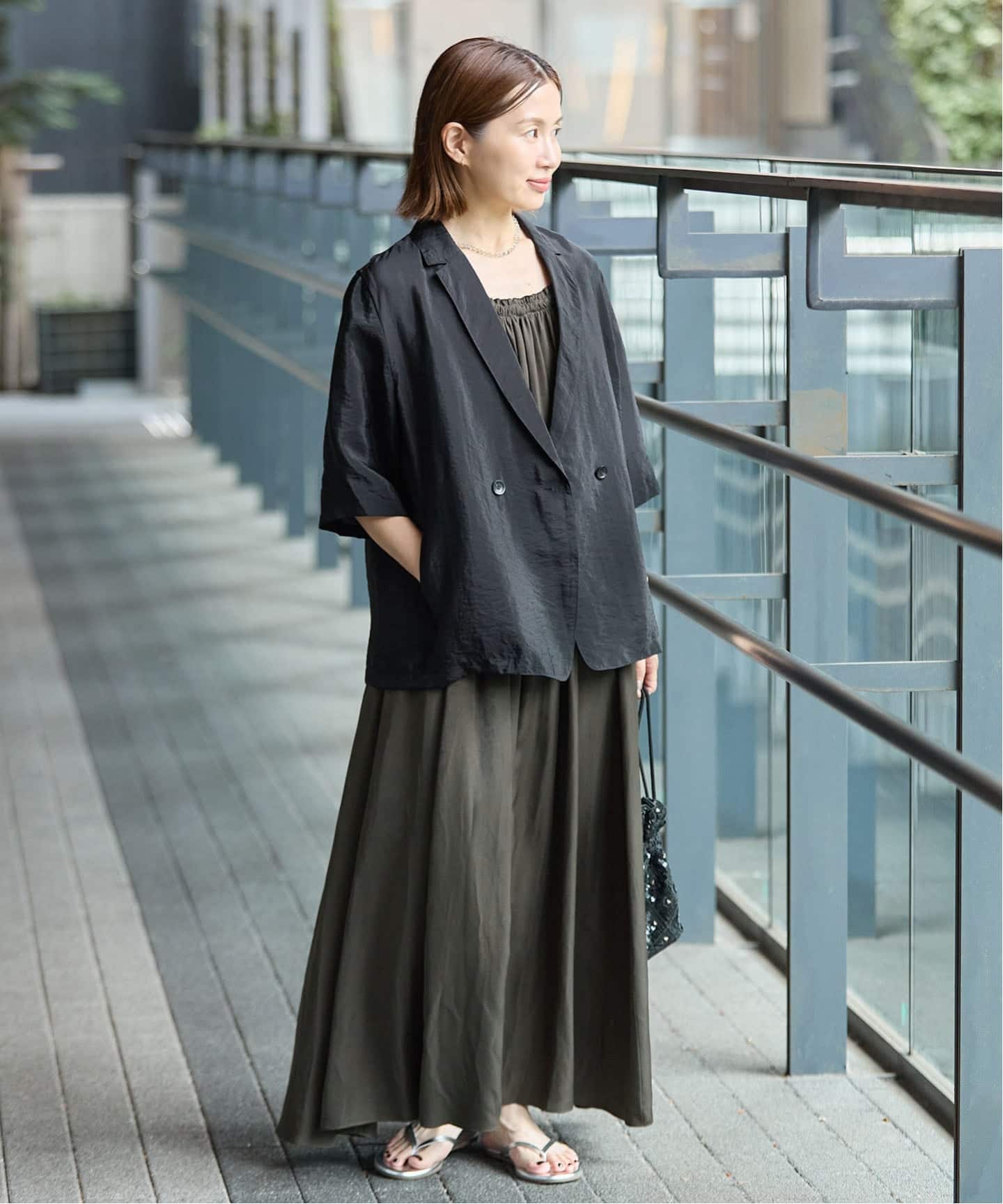 【極美品】IENA イエナ ウエストギャザー ロングワンピース 23ss ギャザーネックキャミワンピース（ワンピース）｜IENA（イエナ）の通販