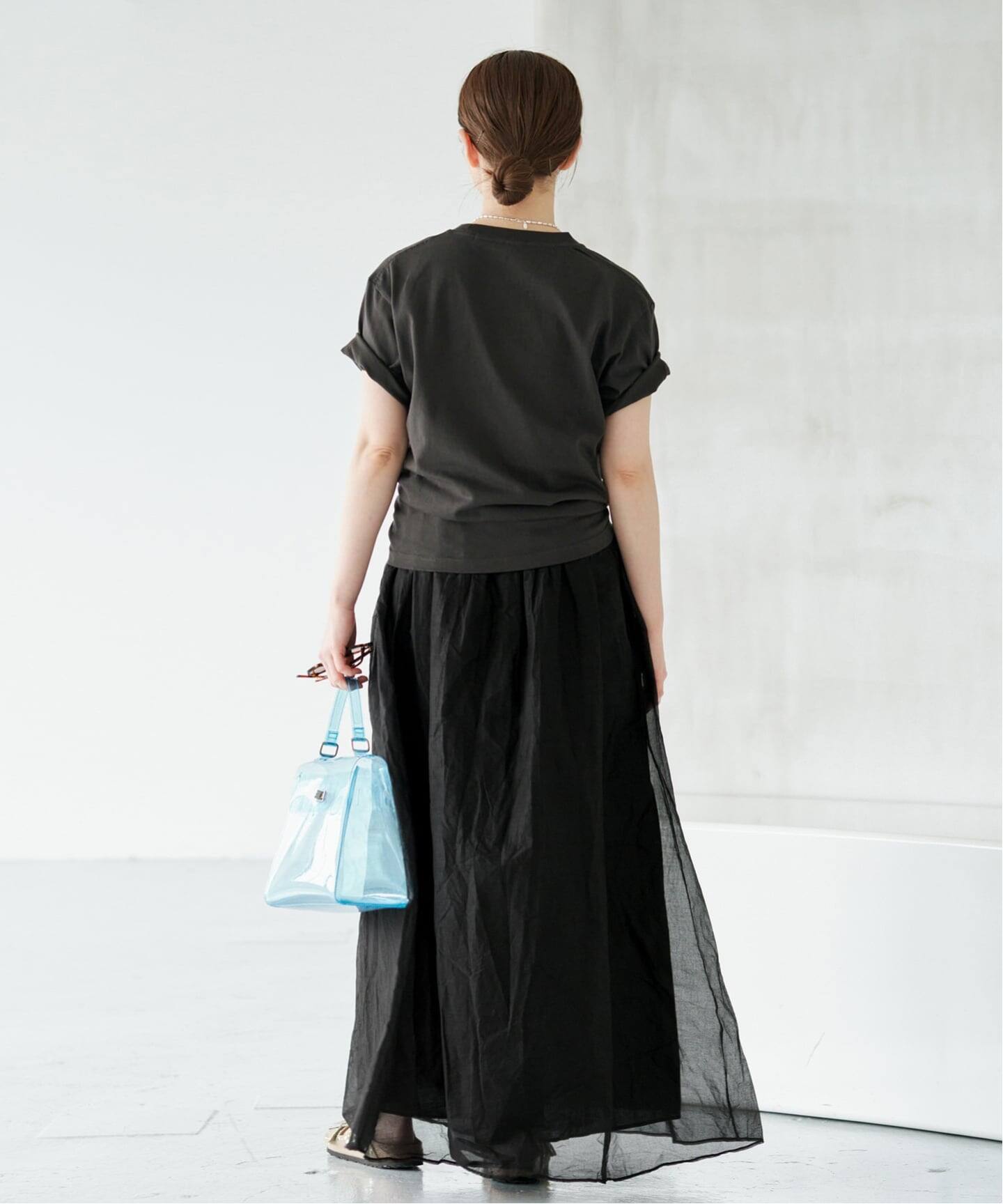 美品　マリリンムーン　ワンピース　黒　マキシ丈　ティアード 2Way 25SS MARILYN MOON/マリリンムーン sheer cotton 2way op ワンピース 4263
