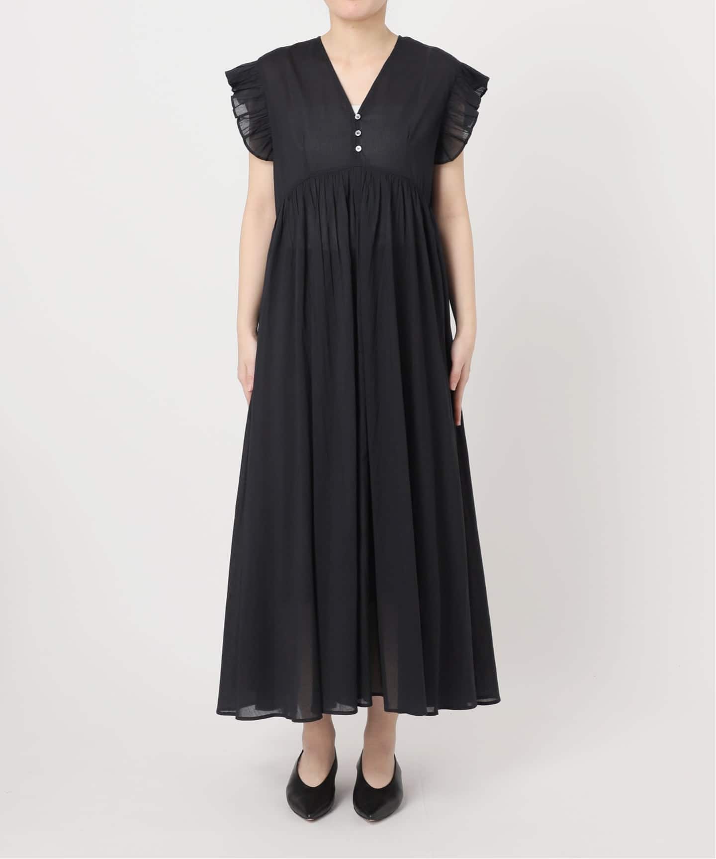 SLOBE IENA コットンボイルフリルワンピース ブラック 新品 コットンボイルフリルワンピース（ワンピース）｜SLOBE IENA（スローブ