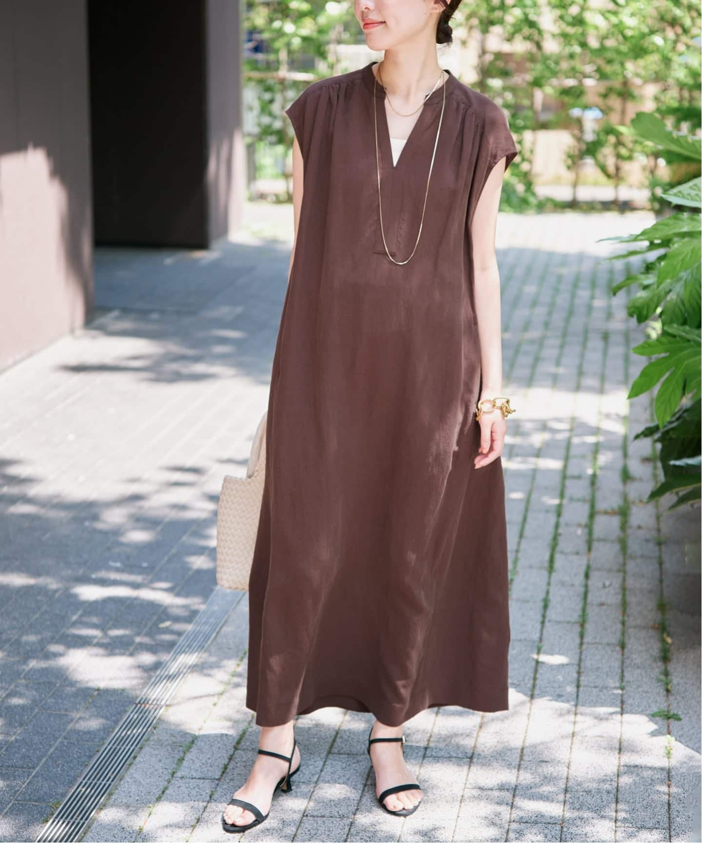 リネン混キーネックコクーンワンピース（ワンピース）｜SLOBE IENA