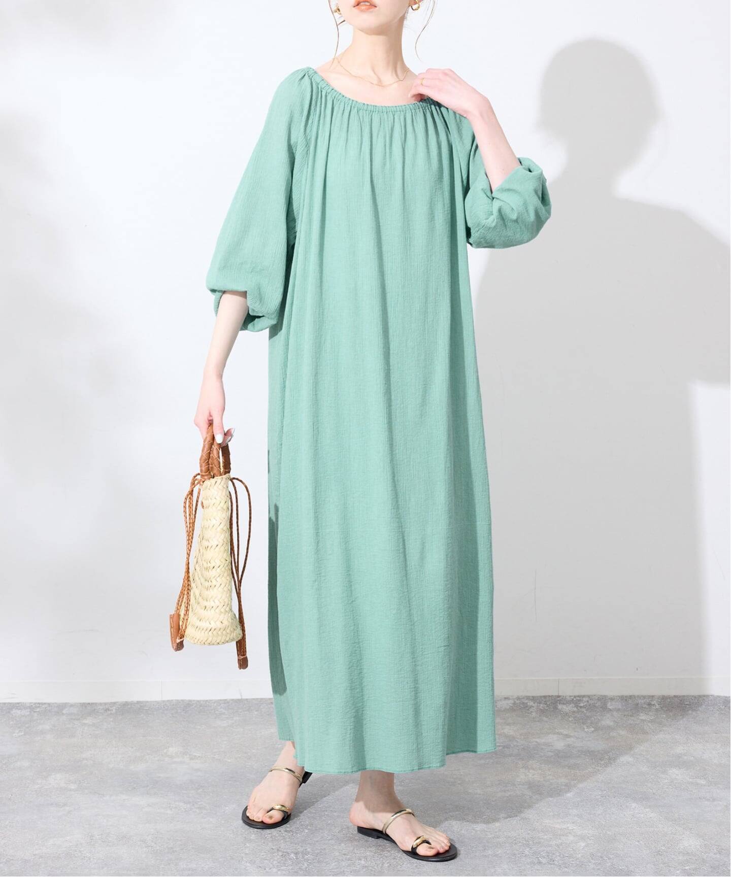 SeeByChloé シルクコットン　シアー楊柳ロングワンピース リボン襟　36 シリーズあり》コットン楊柳シアーワンピース（ワンピース）｜SLOBE