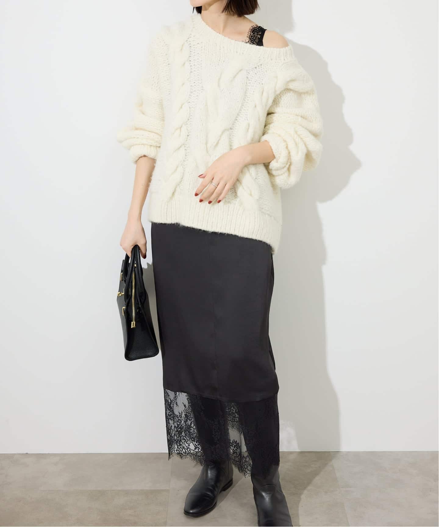 WEB限定カラー有り/追加2予約》レースサテンワンピース（ワンピース