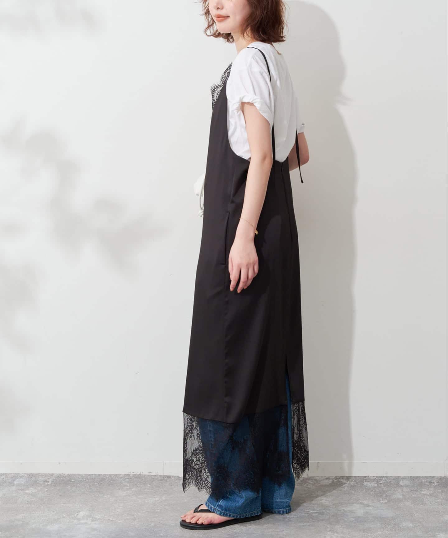 WEB限定カラー有り/追加》レースサテンワンピース（ワンピース