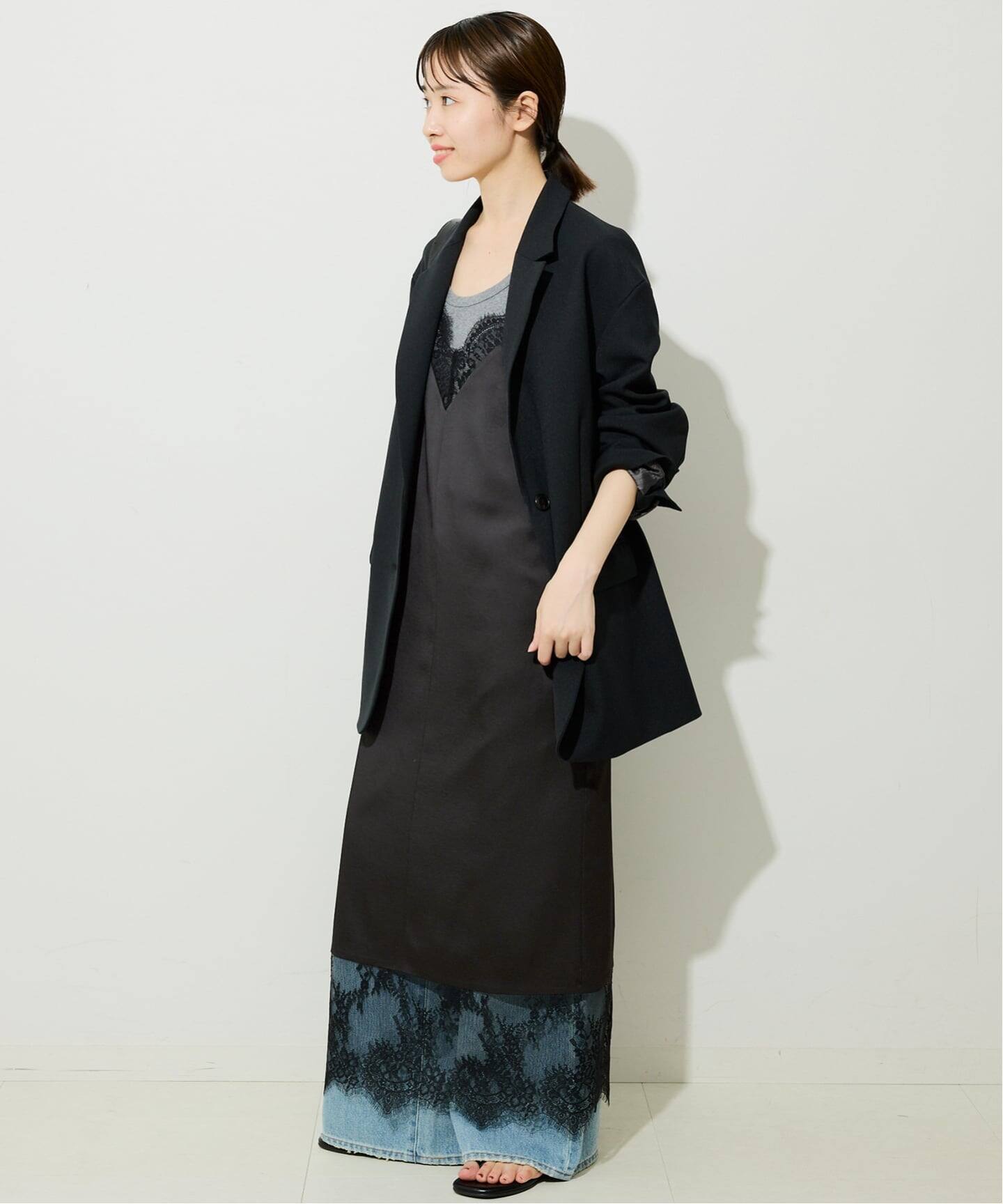 WEB限定/追加2予約》レースサテンワンピース（ワンピース）｜SLOBE