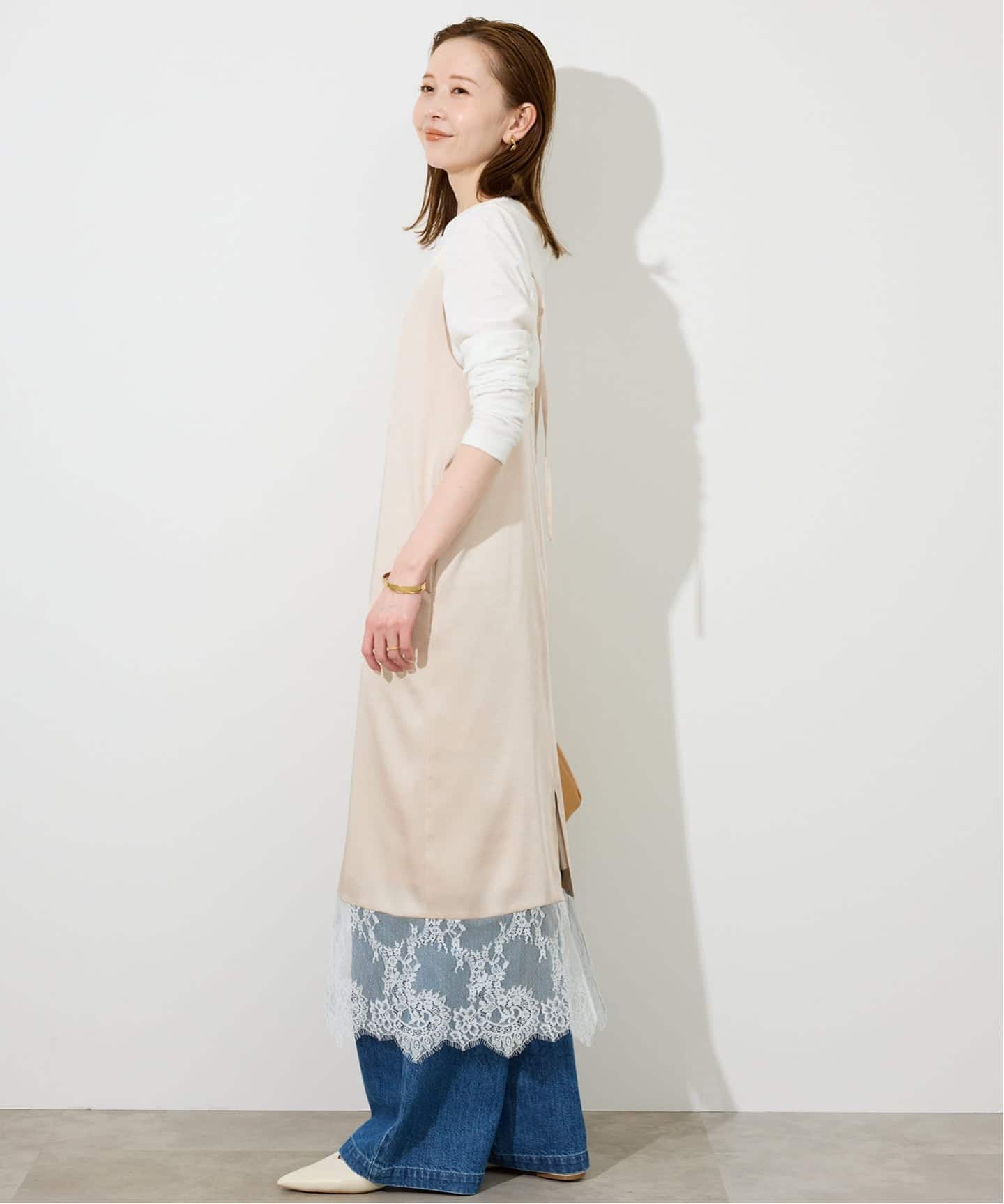 WEB限定カラー有り/追加2予約》レースサテンワンピース（ワンピース