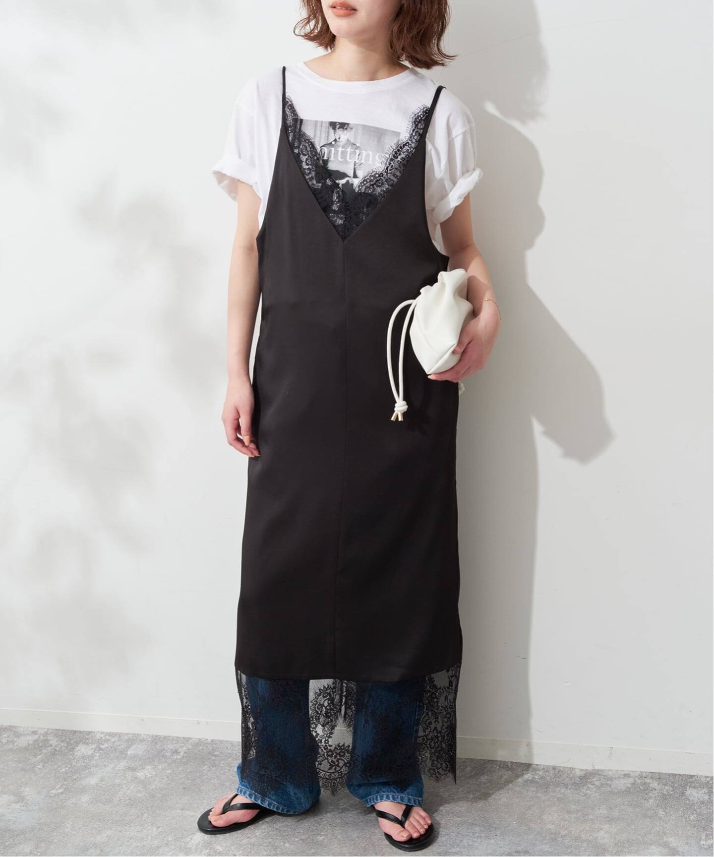 WEB限定カラー有り/追加》レースサテンワンピース（ワンピース 