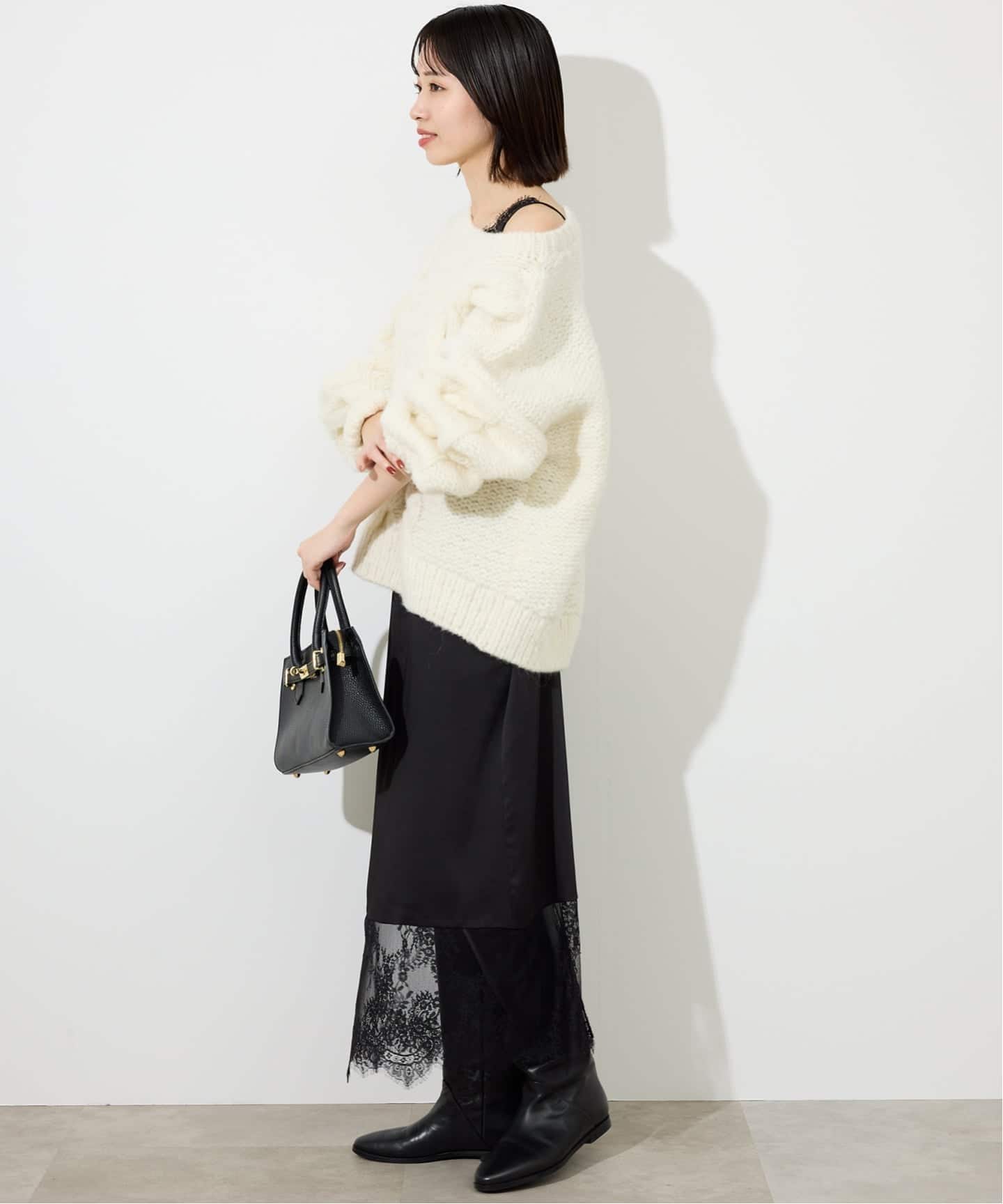 WEB限定/追加2予約》レースサテンワンピース（ワンピース）｜SLOBE