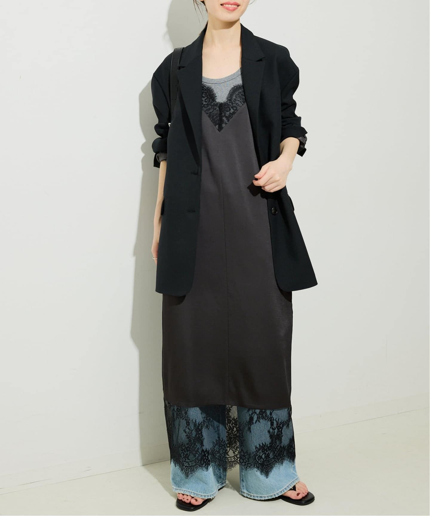 WEB限定/追加2予約》レースサテンワンピース（ワンピース）｜SLOBE