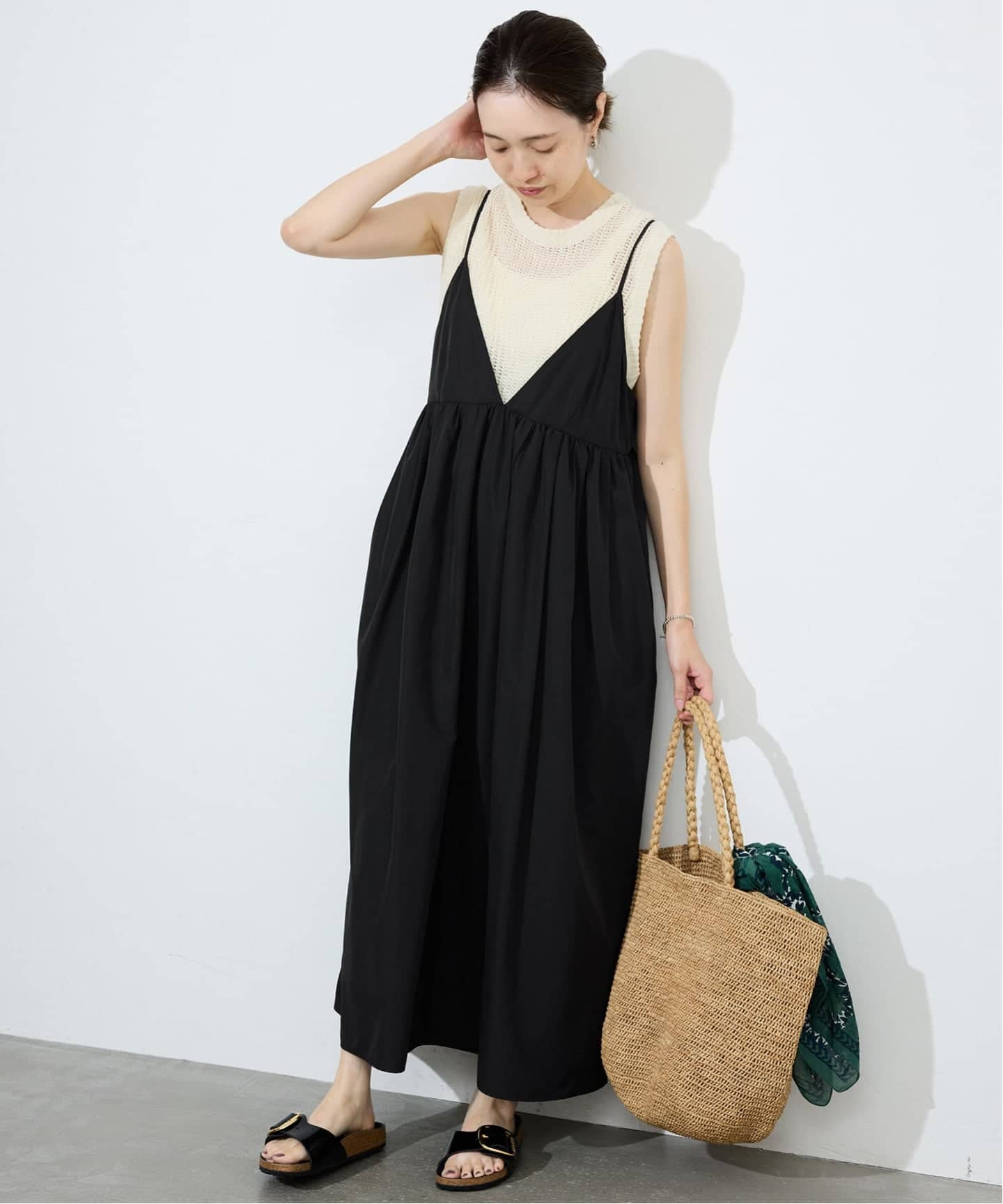 ゆかり様✨新品SLOBE IENA タフタギャザーキャミワンピース　ブラック38 WEB限定/追加4》タフタギャザーキャミワンピース（ワンピース）｜SLOBE