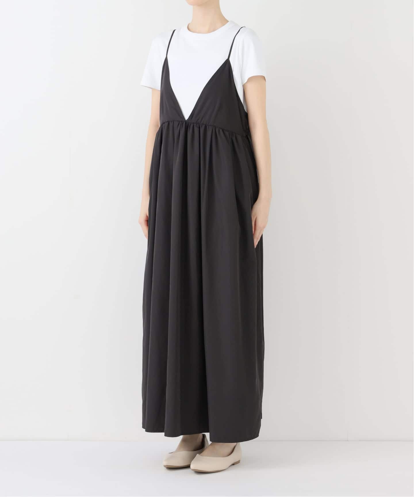 WEB限定/追加4》タフタギャザーキャミワンピース（ワンピース）｜SLOBE