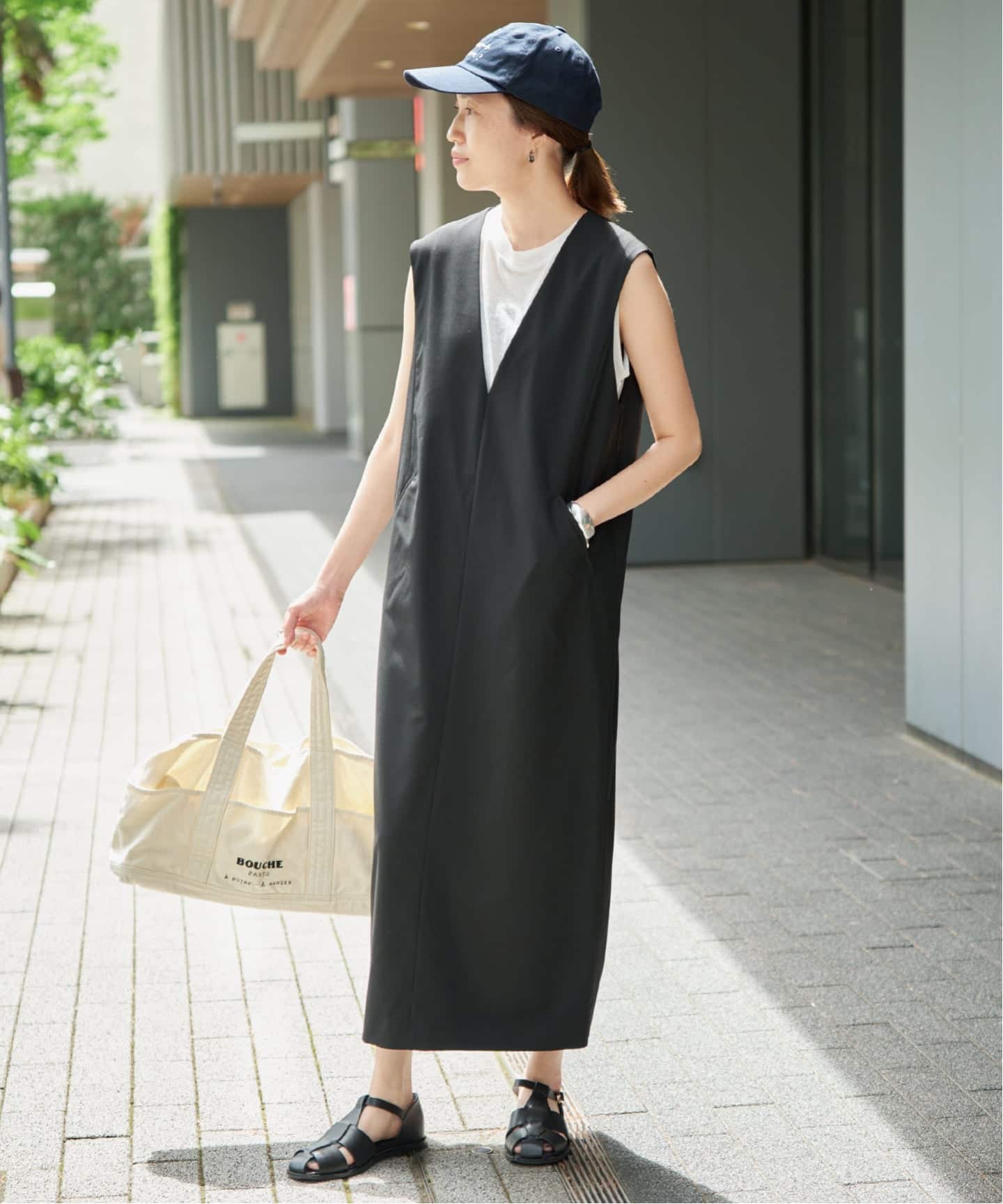 WEB限定/追加》TR Vネックジャンパースカート（ワンピース）｜SLOBE