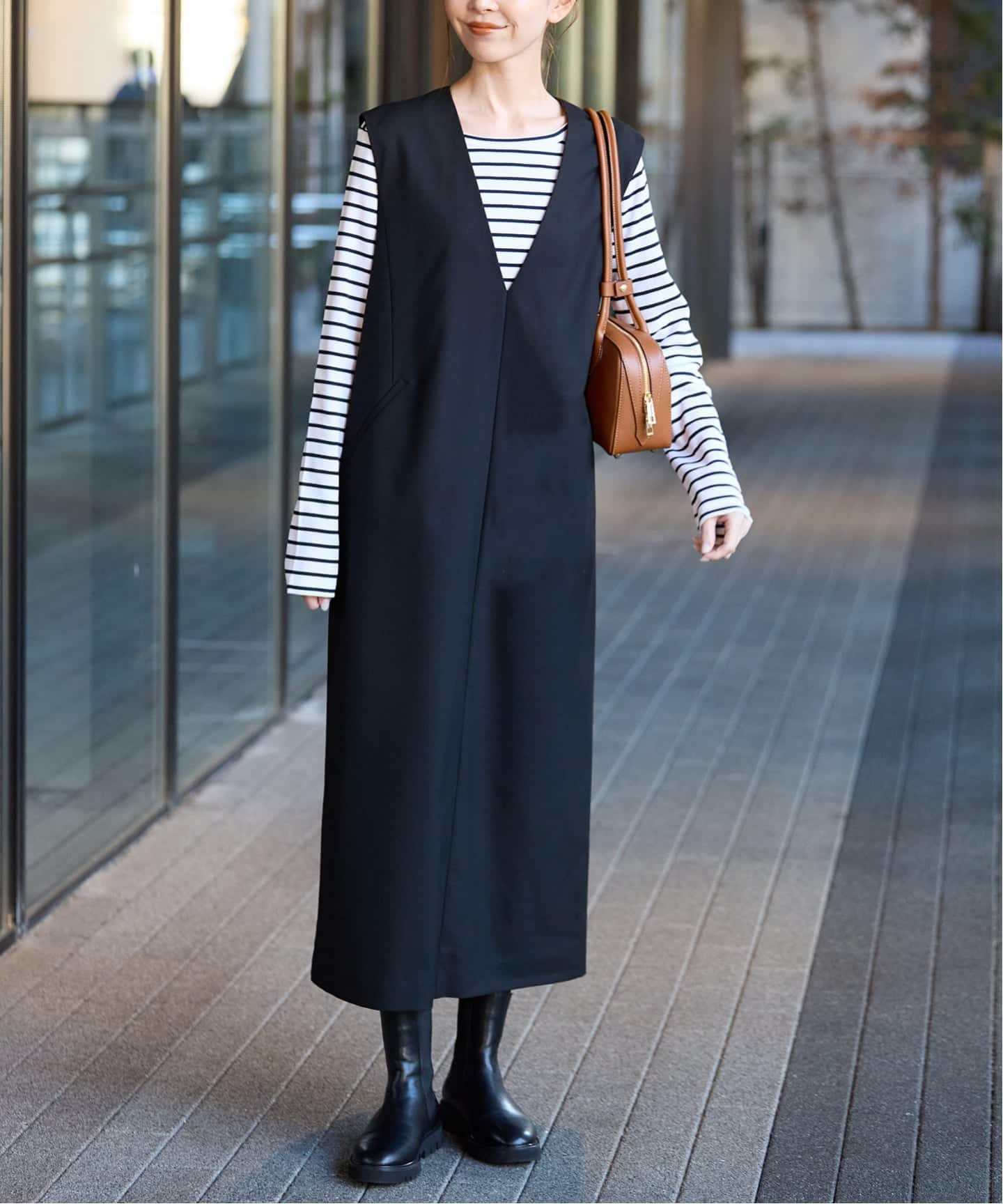 SLOBE IENA TR Vネックジャンパースカート セール】《WEB限定/追加》TR Vネックジャンパースカート（ワンピース