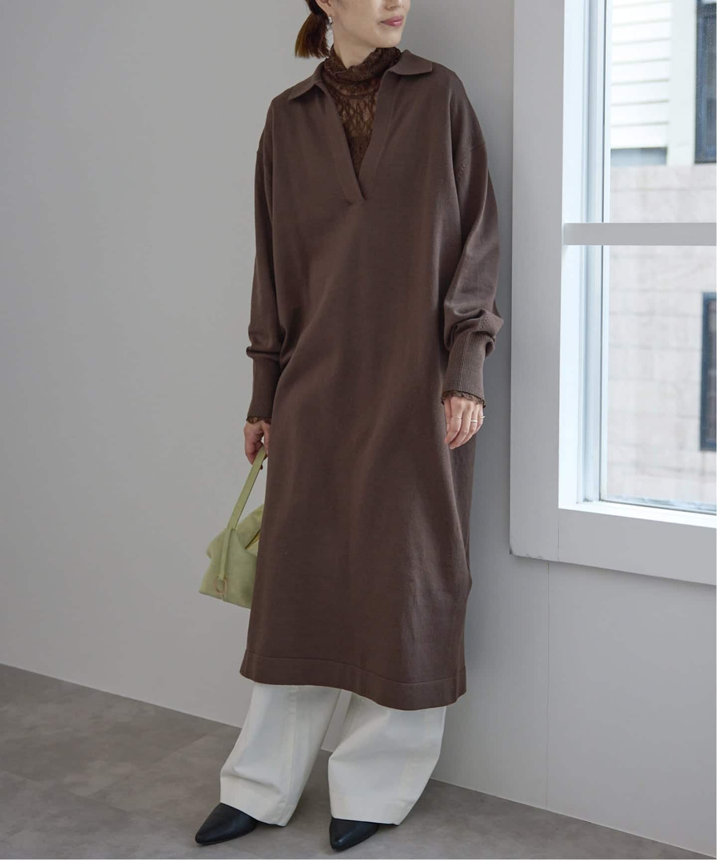 スキッパーニットワンピース（ニットワンピース）｜SLOBE IENA