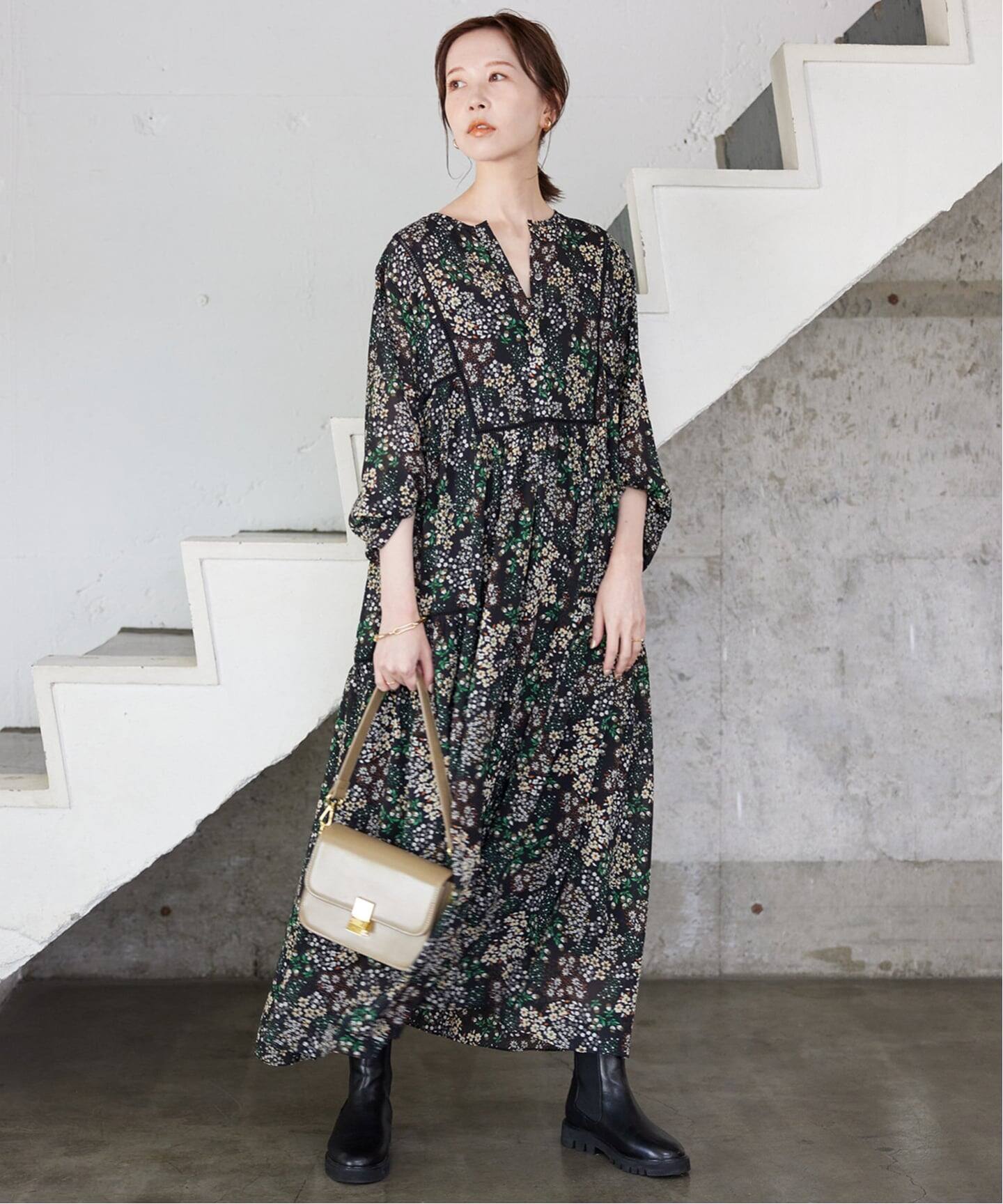 WEB限定/追加》FLOWER PRINT ワンピース（ワンピース）｜SLOBE IENA 