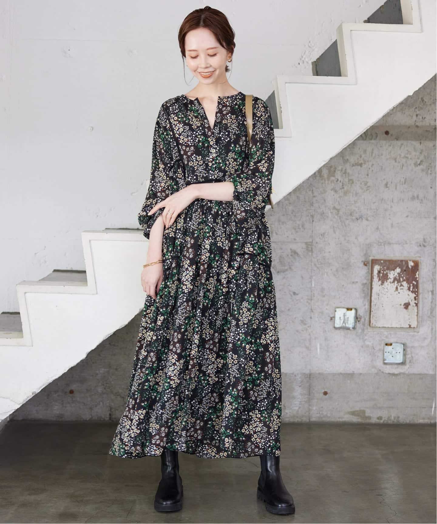 SLOBE IENA スローブイエナ FLOWER PRINTワンピース WEB限定/追加2》FLOWER PRINT ワンピース（ワンピース）｜SLOBE IENA