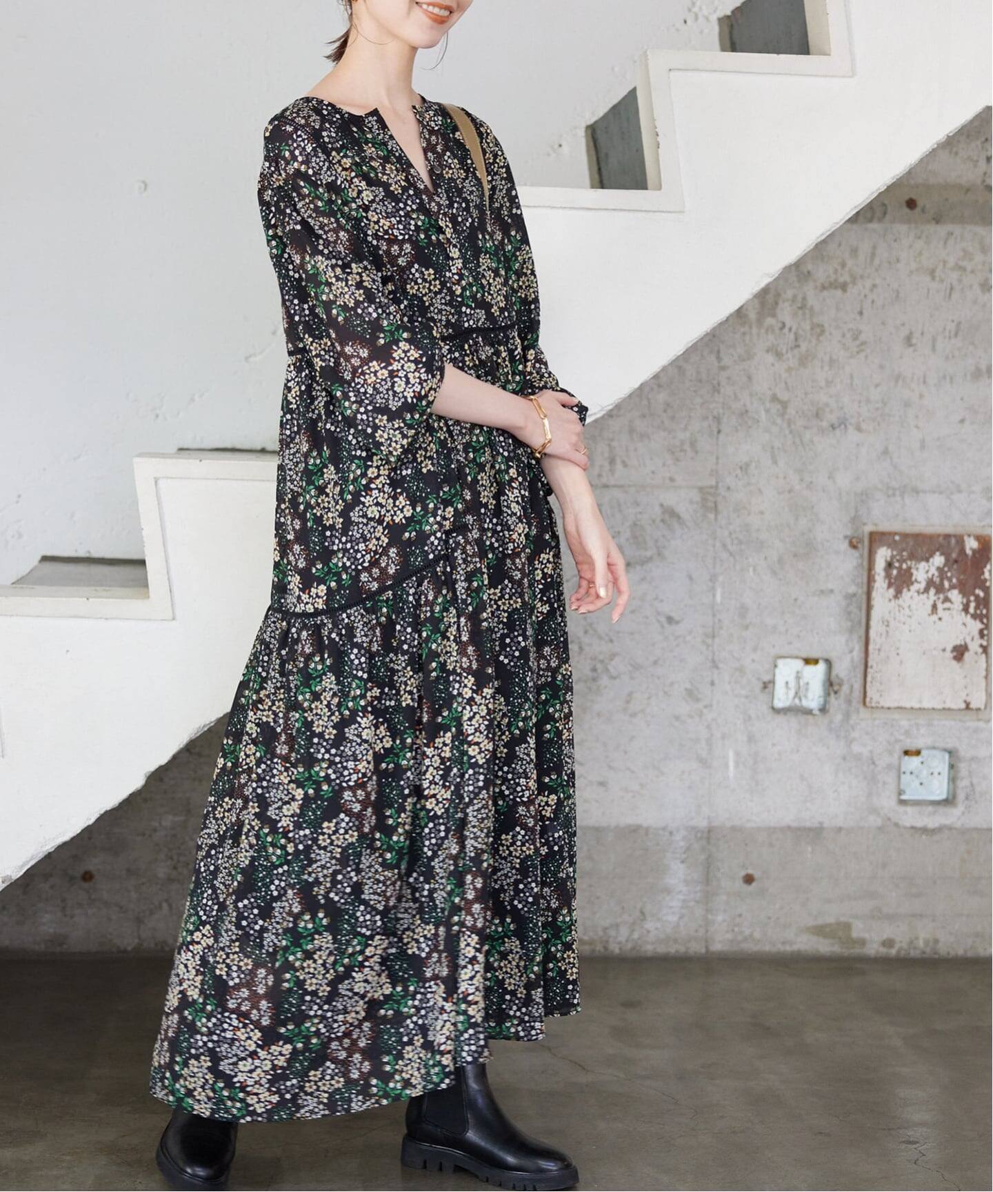 WEB限定/追加予約2》FLOWER PRINT ワンピース（ワンピース）｜SLOBE