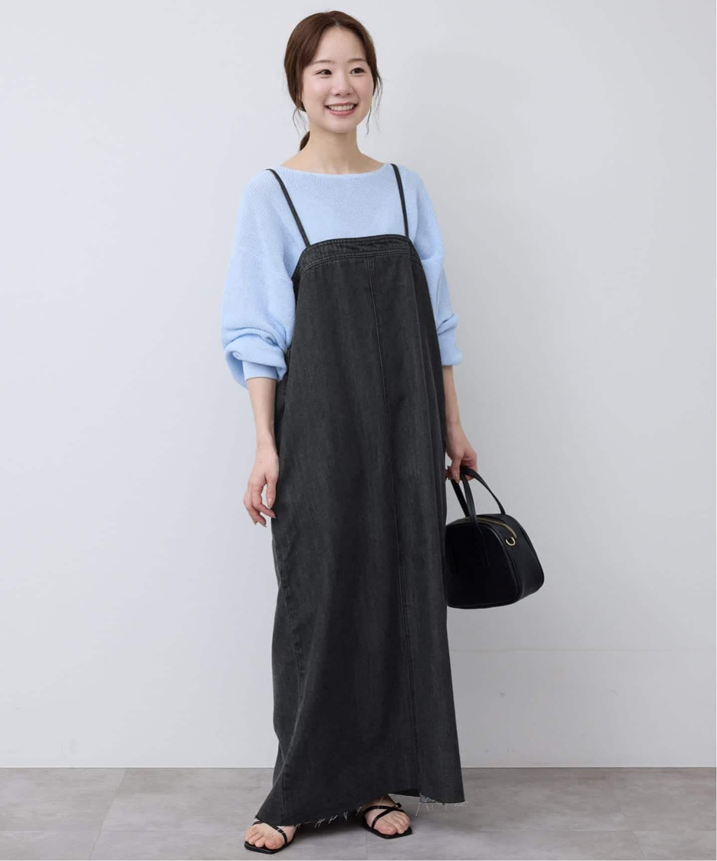 SLOBE IENA LEDENIM ナローフレアデニムジャンパースカート36 WEB限定/追加》LEDENIM ナローフレアデニムジャンパースカート