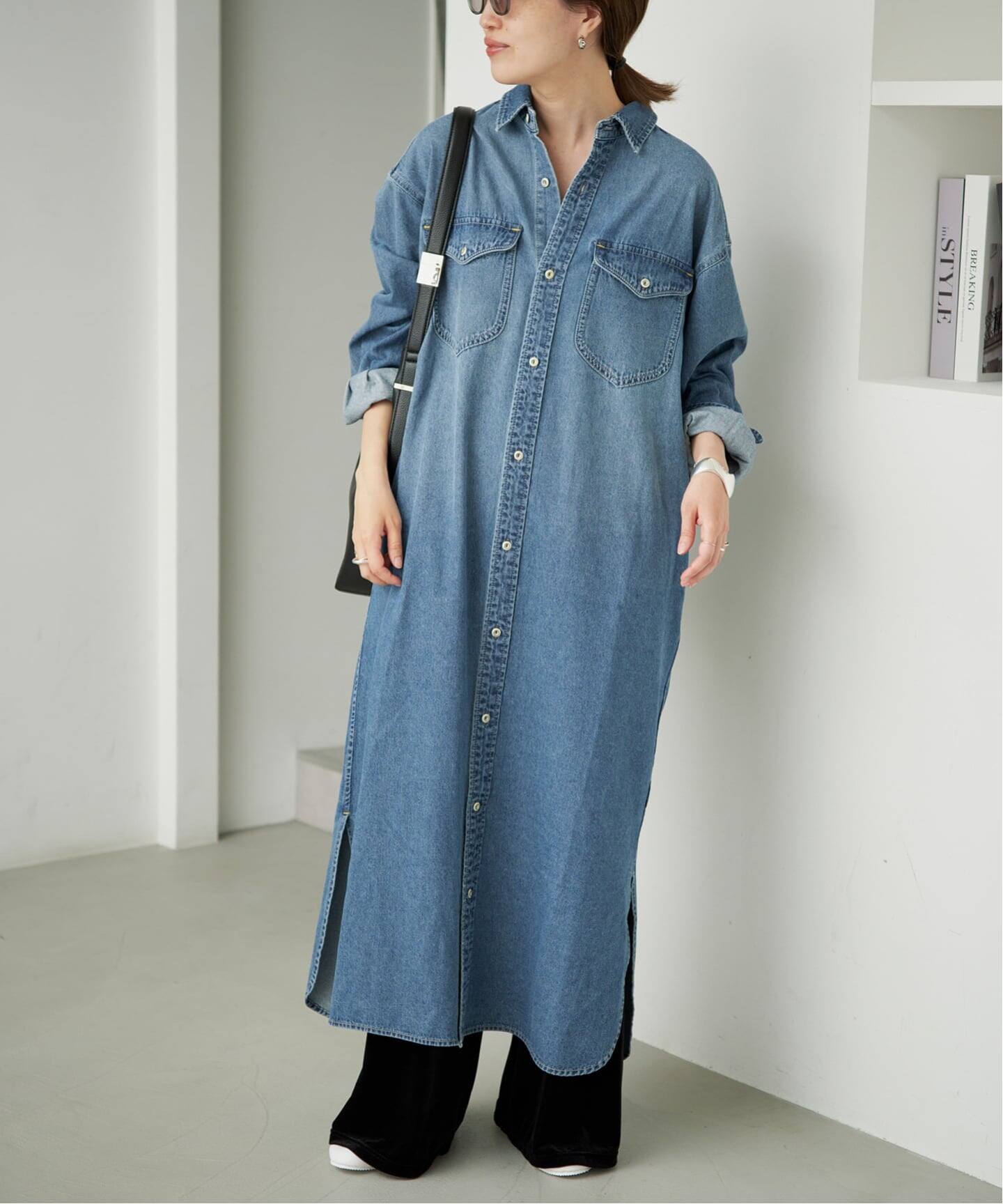 新品タグ付きLe DenimSLOBE IENA カットオフデニムワンピース40 シリーズあり》LEDENIM BDU デニムシャツワンピース（シャツワンピース