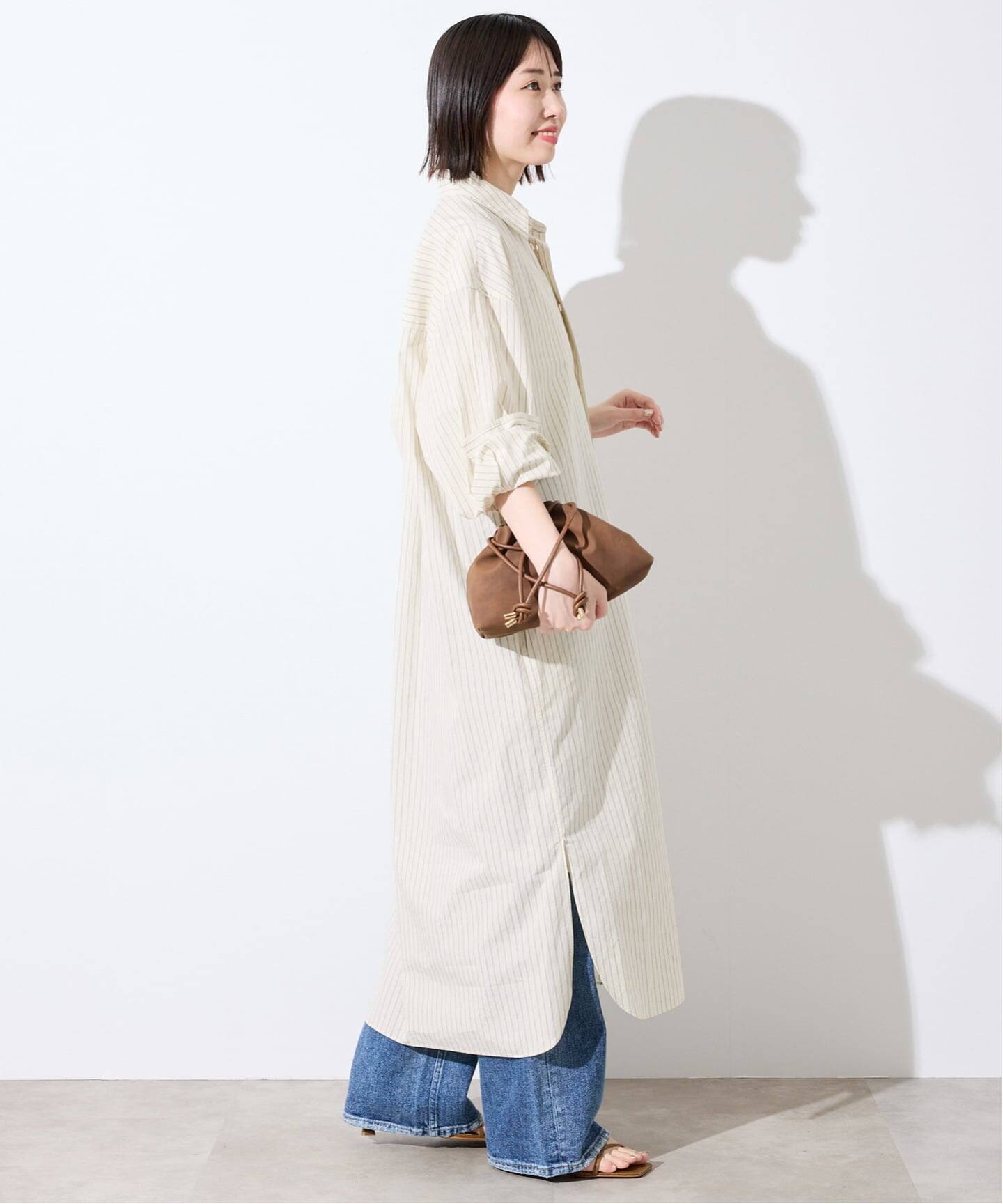 ファインブロードEXロングシャツワンピース（シャツワンピース